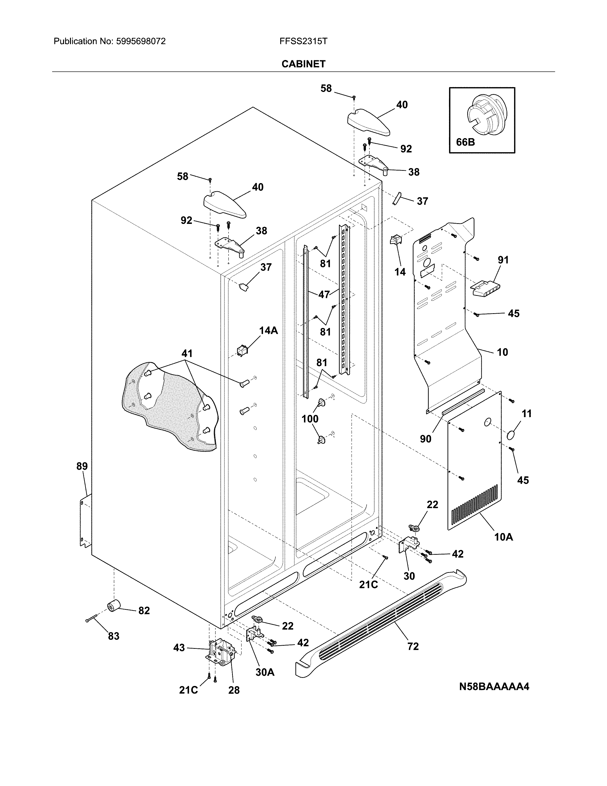 Frigidaire FFSS2315TP0 cabinet diagram
