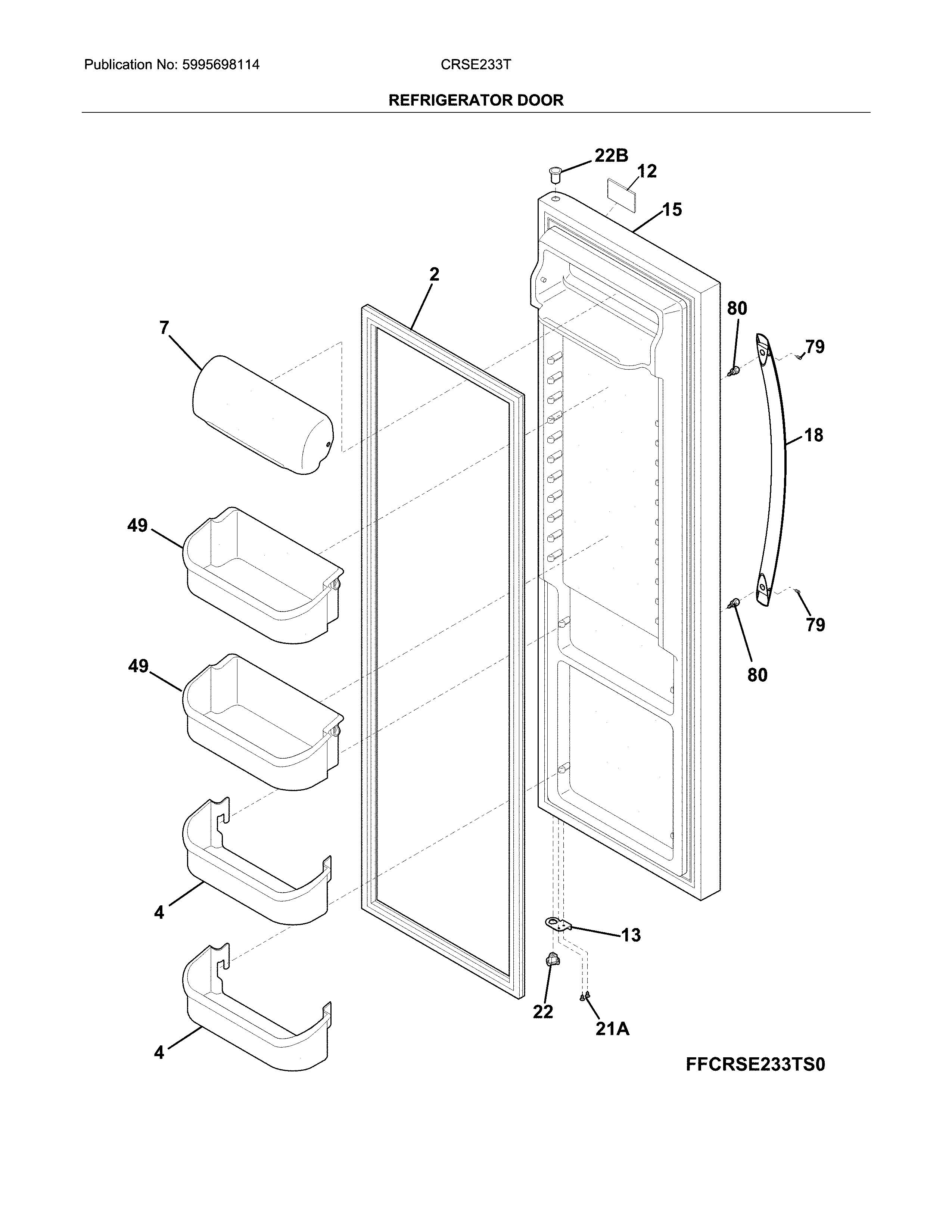 Crosley CRSE233TB0 refrigerator door diagram