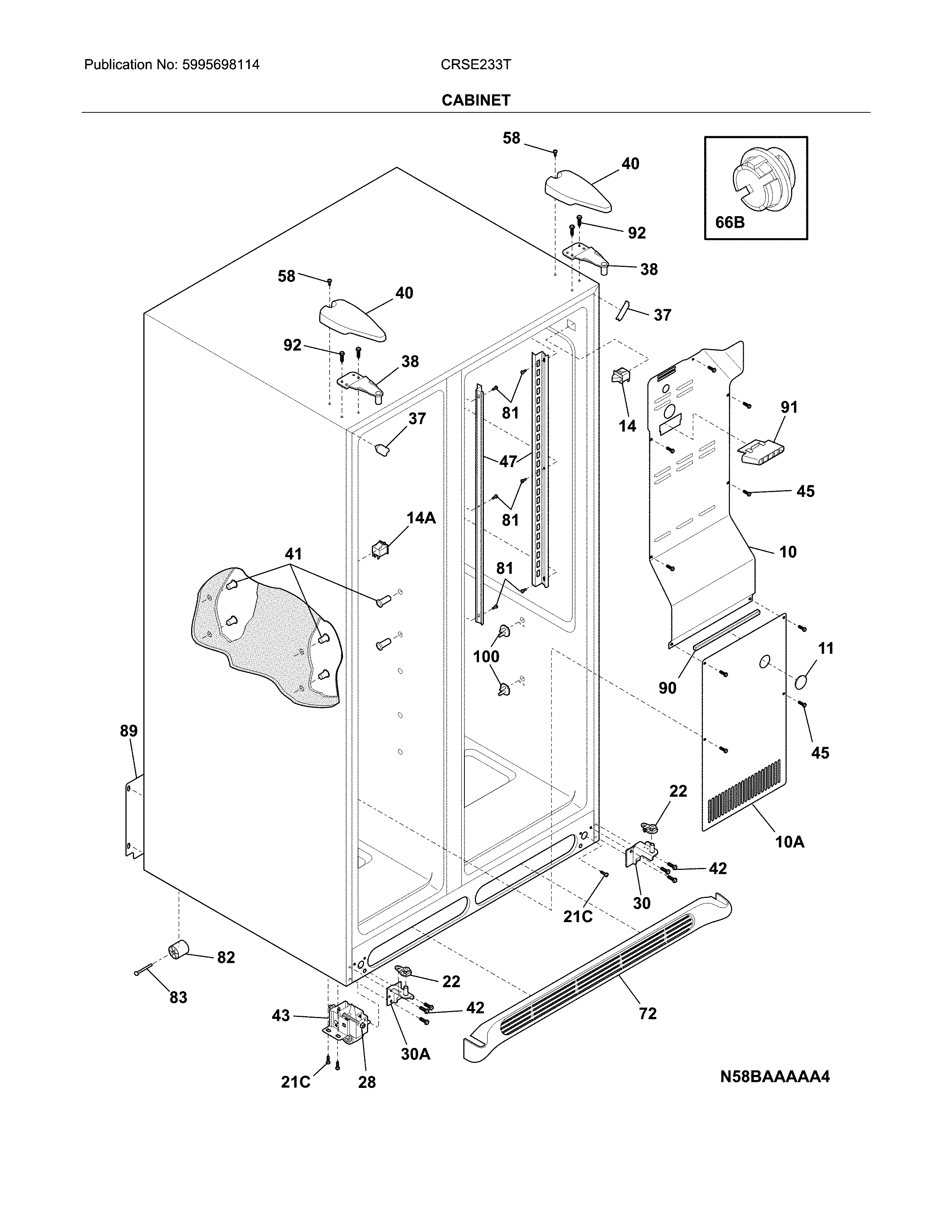 Crosley CRSE233TB0 cabinet diagram