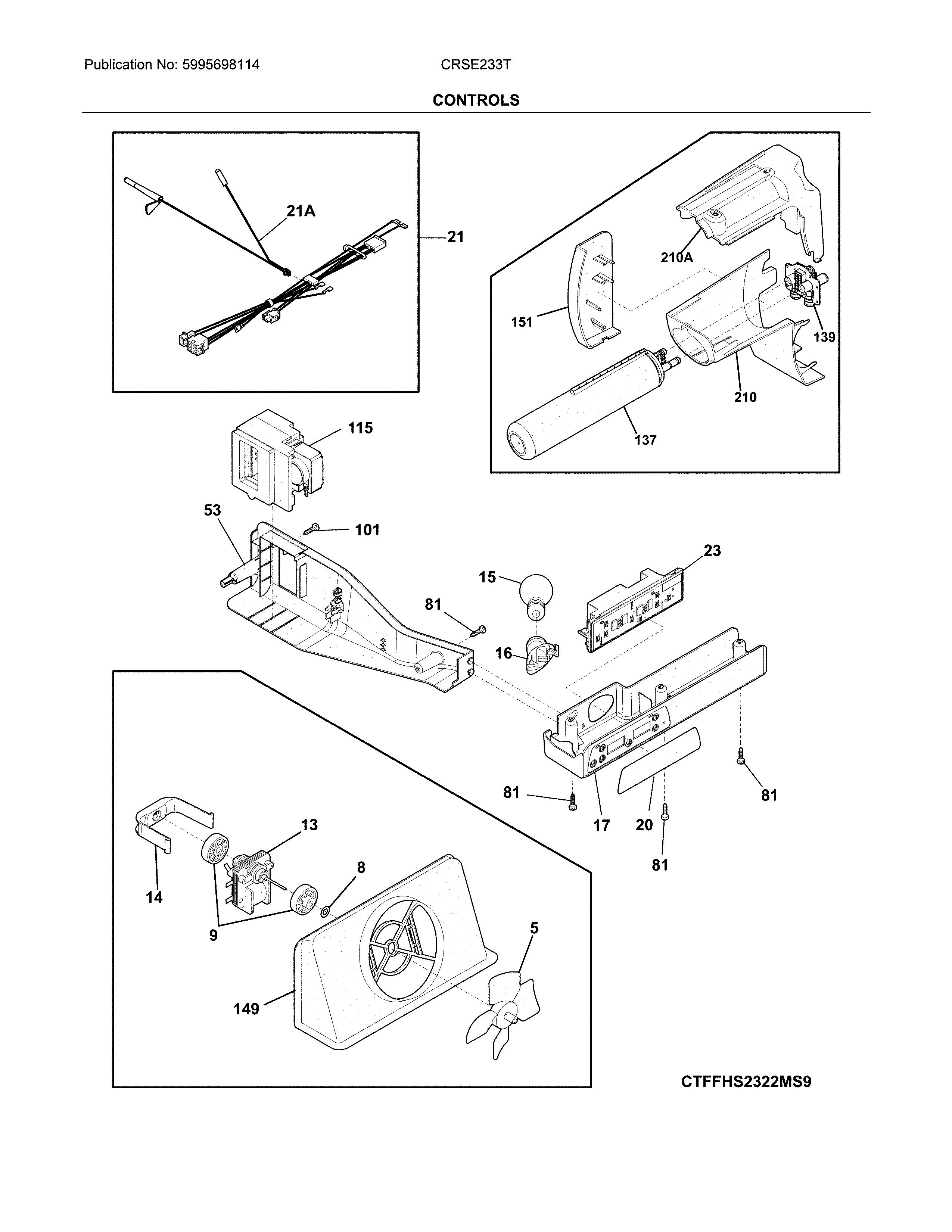Crosley CRSE233TB0 controls diagram
