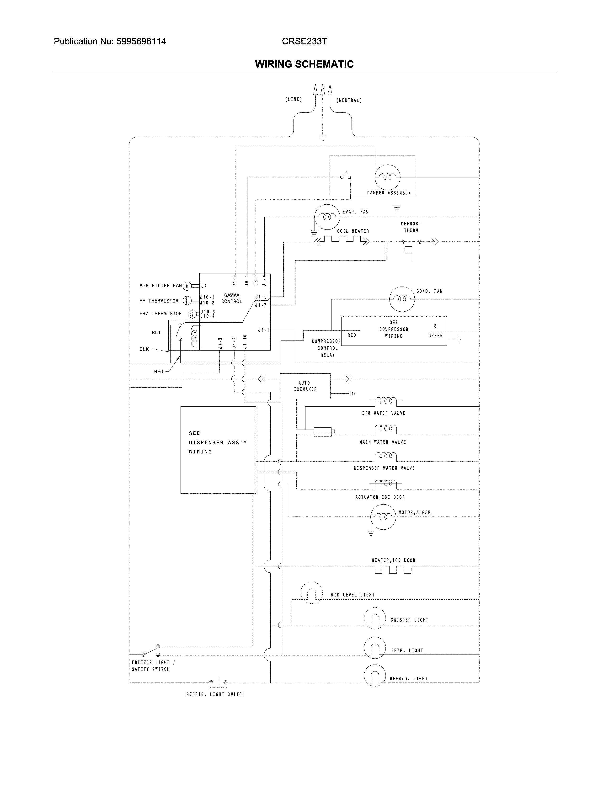Crosley CRSE233TB0 wiring schematic diagram