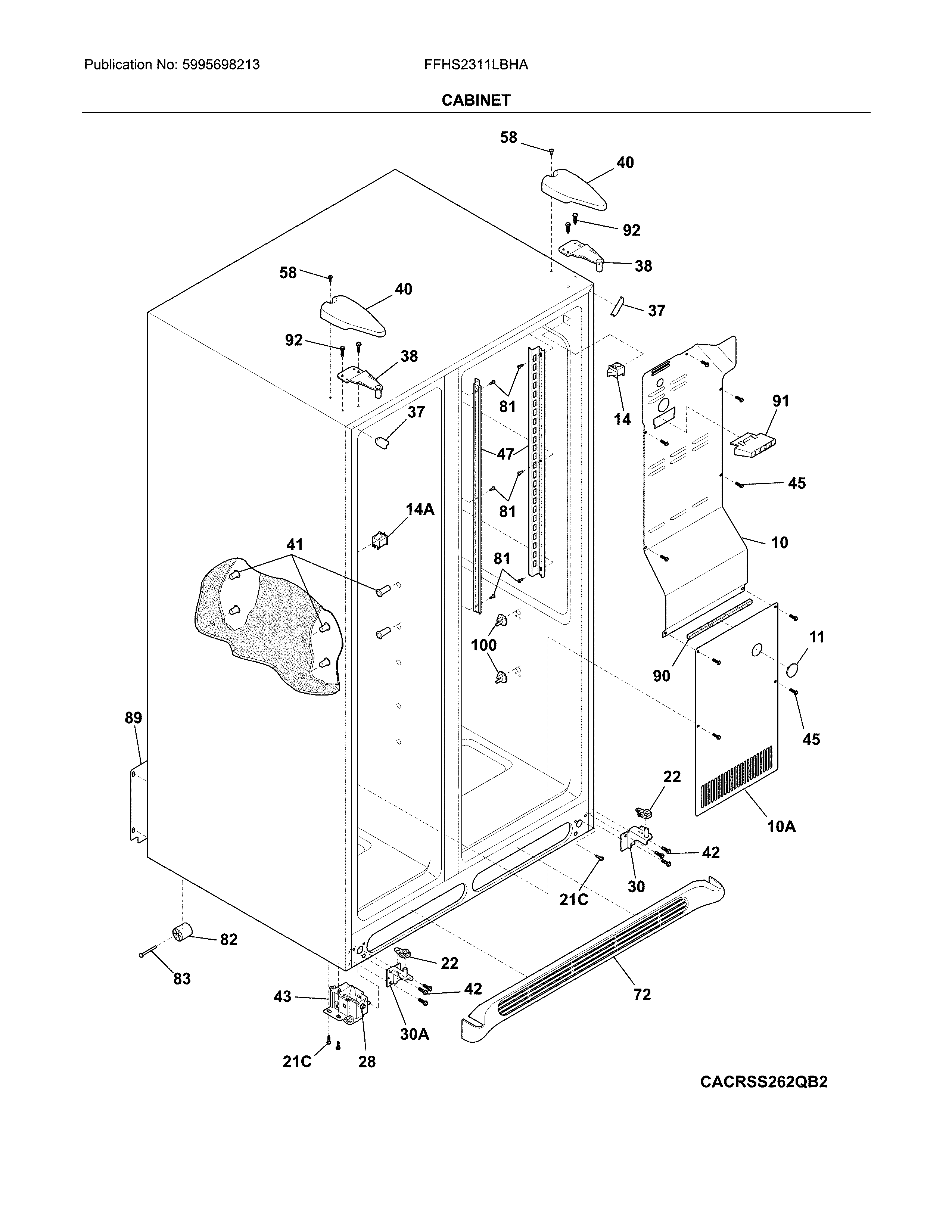 Frigidaire FFHS2311LBHA cabinet diagram