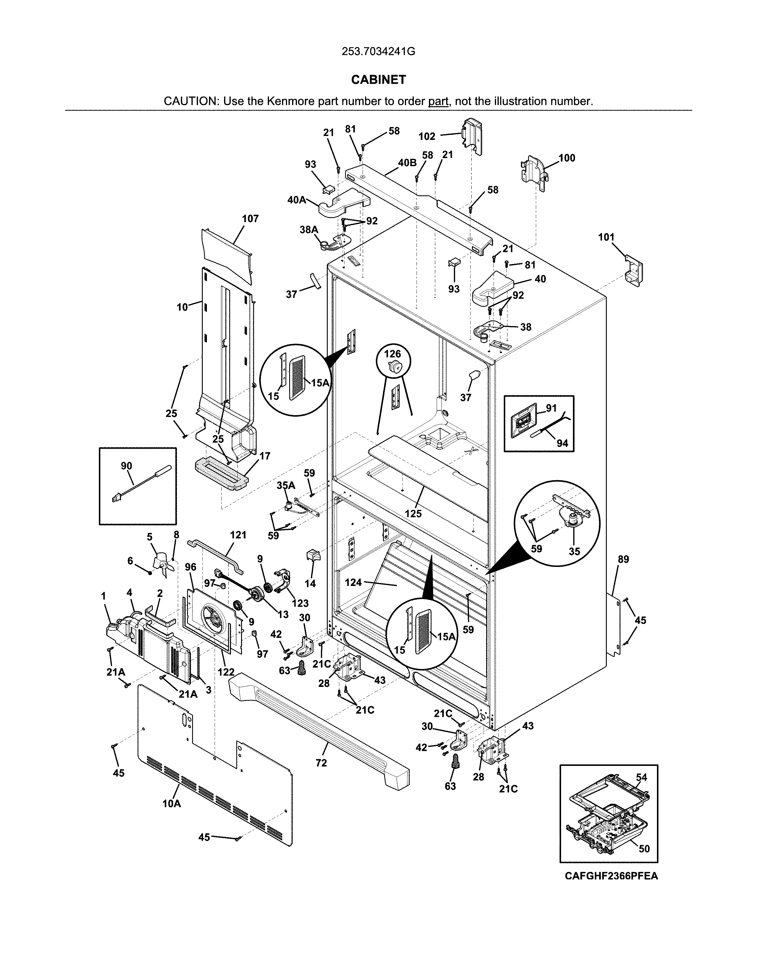 Kenmore 2537034241G cabinet diagram