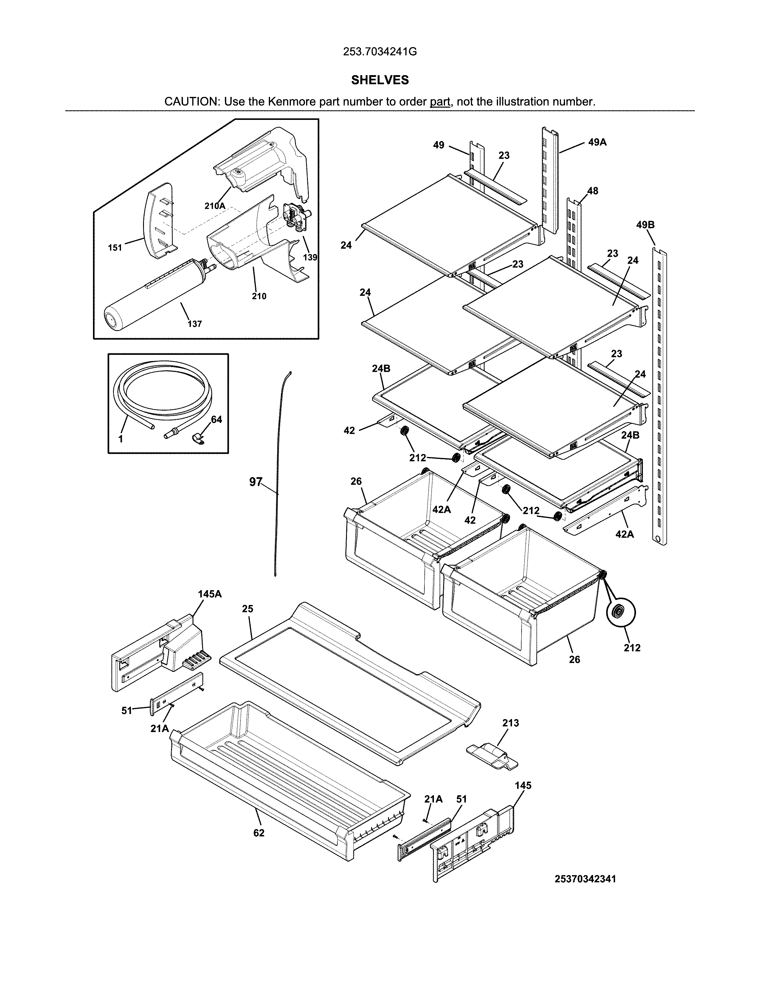 Kenmore 2537034241G chelves diagram