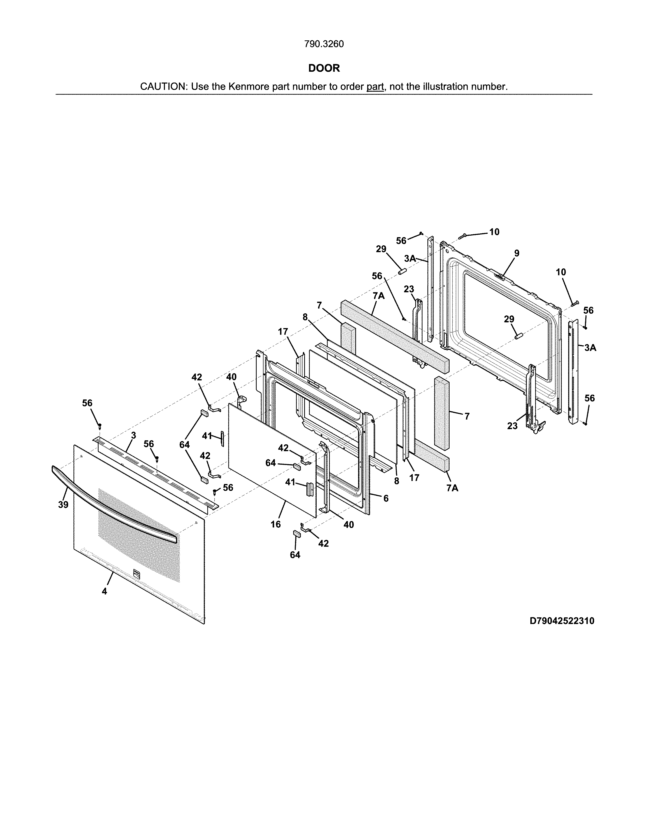 Kenmore 79032609318 door diagram