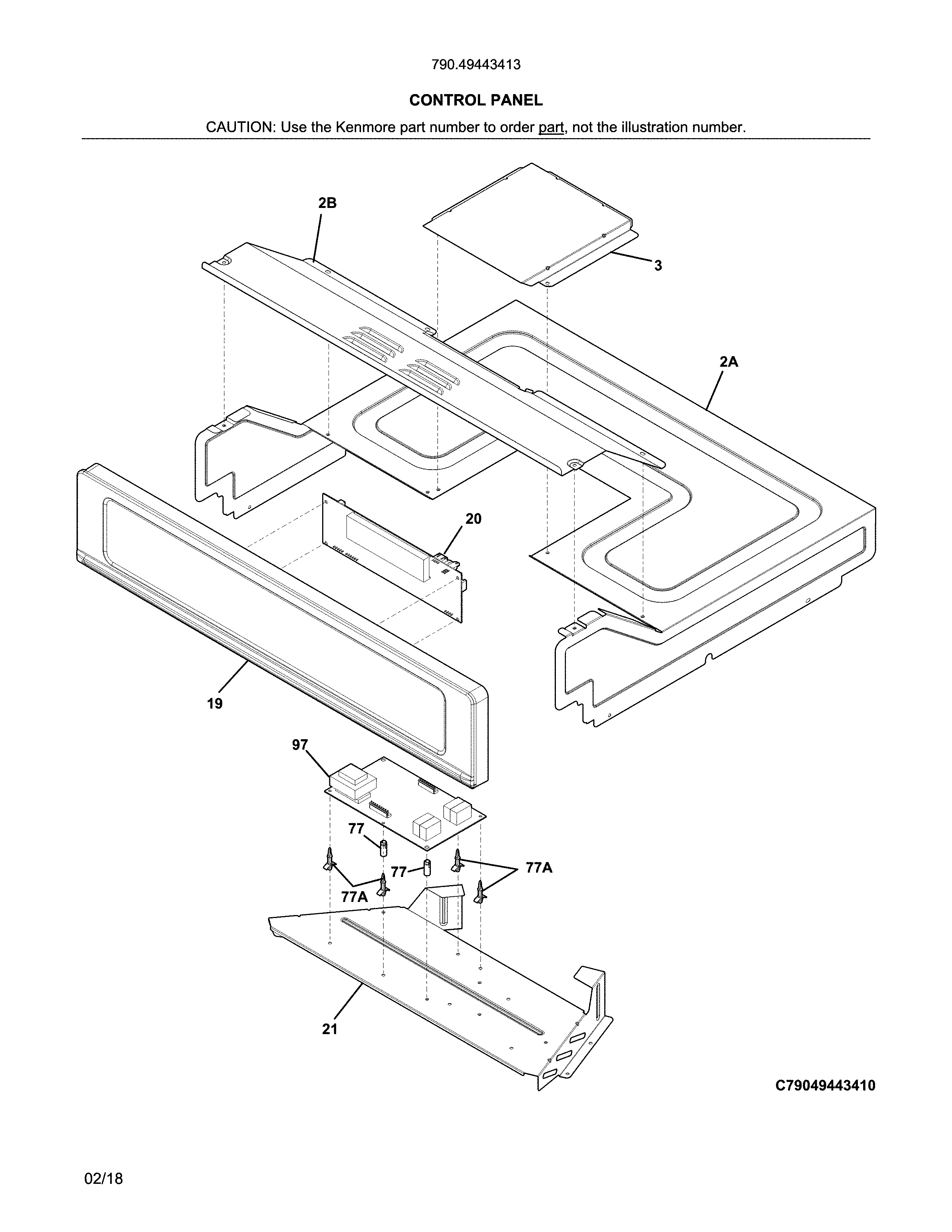 Kenmore 79049443413 control panel diagram