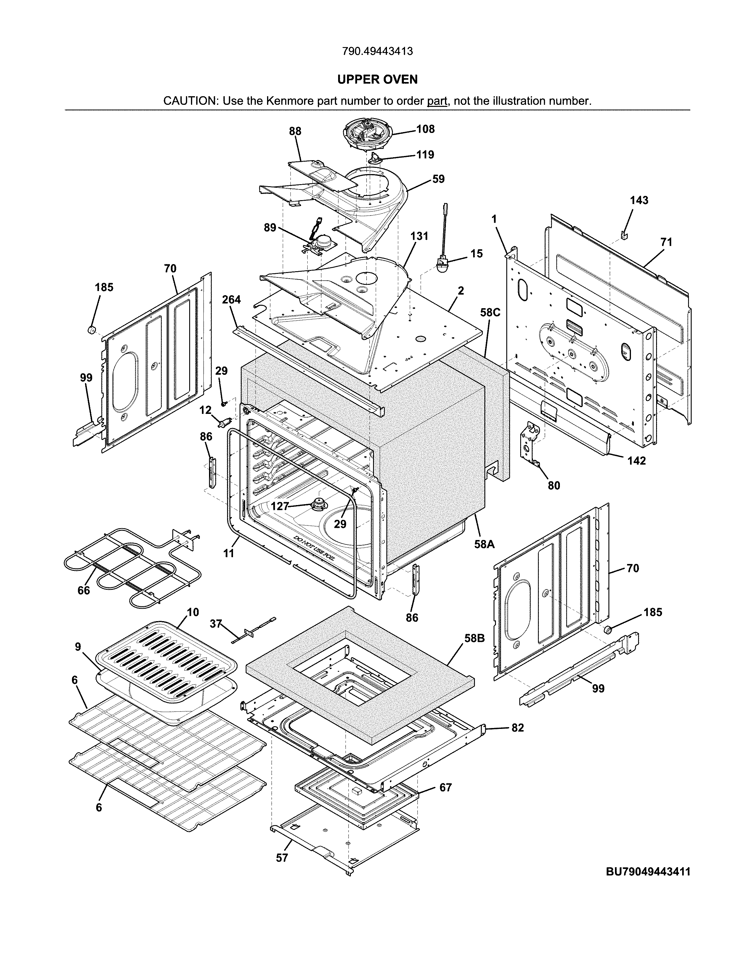 Kenmore 79049443413 upper oven diagram