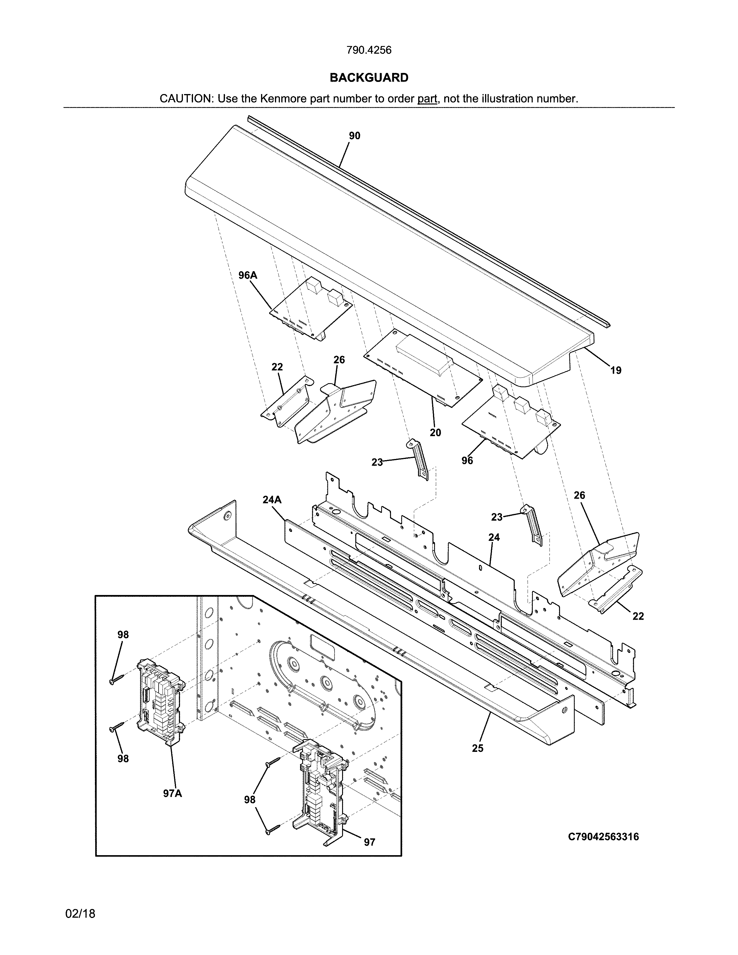 Kenmore Elite 79042563318 backguard diagram