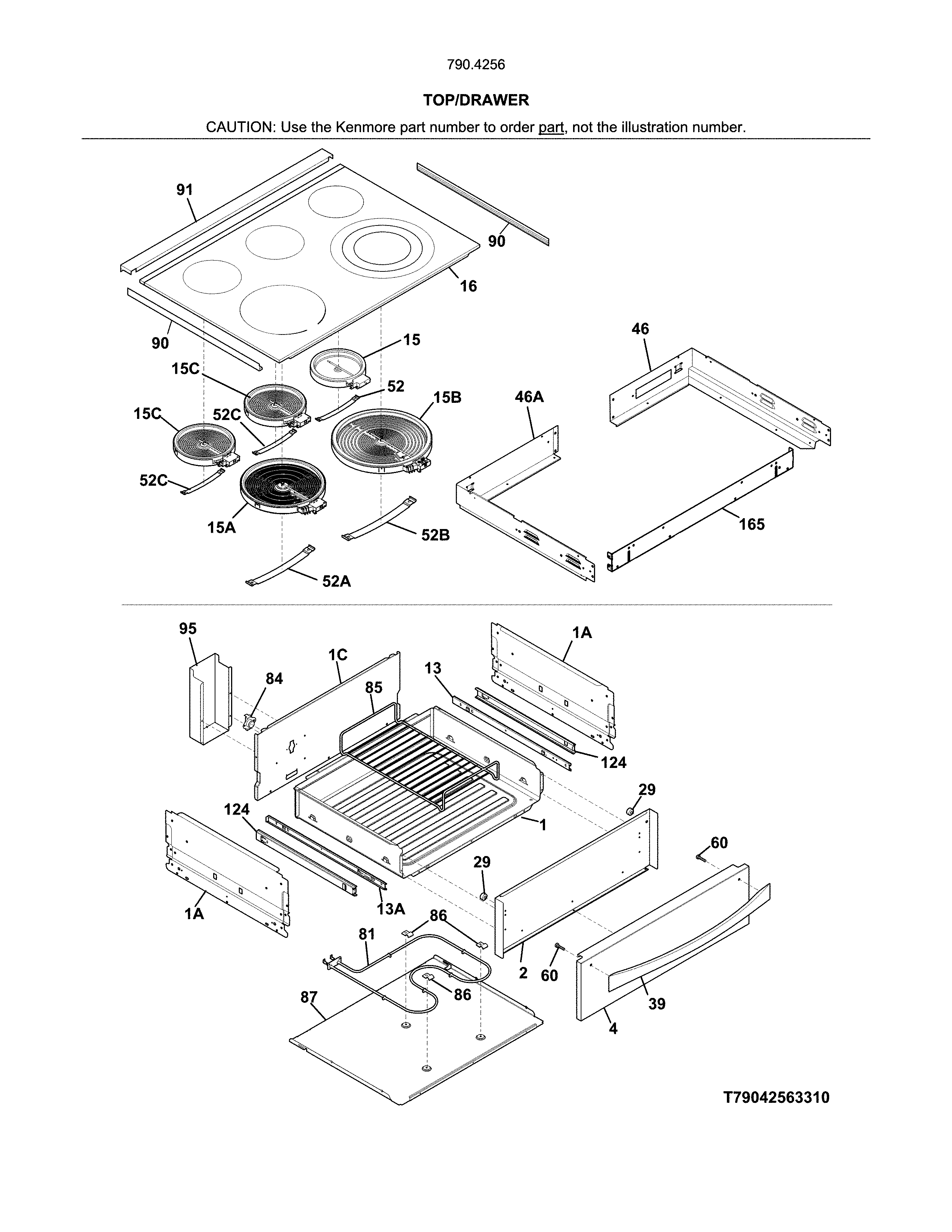 Kenmore Elite 79042563318 top/drawer diagram