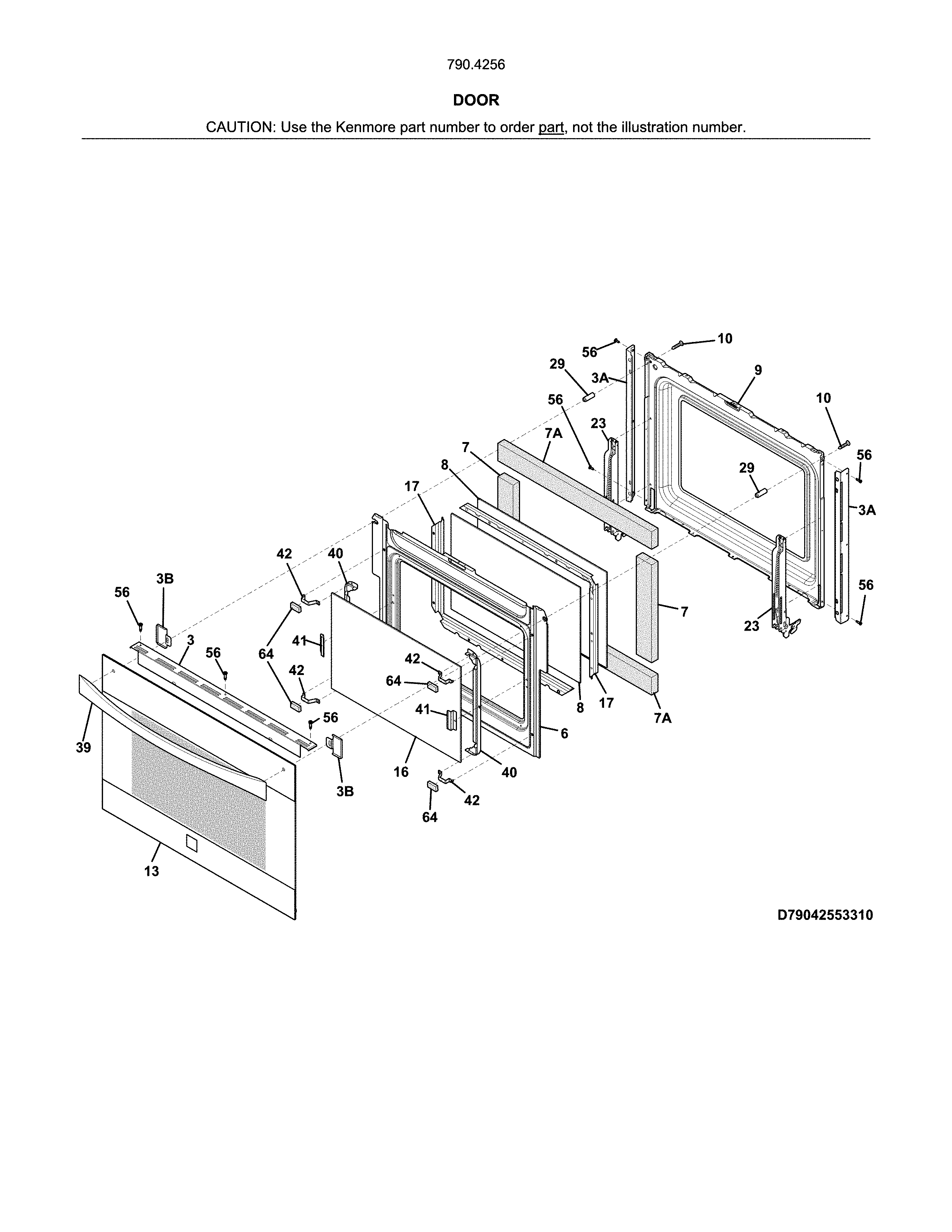 Kenmore Elite 79042563318 door diagram