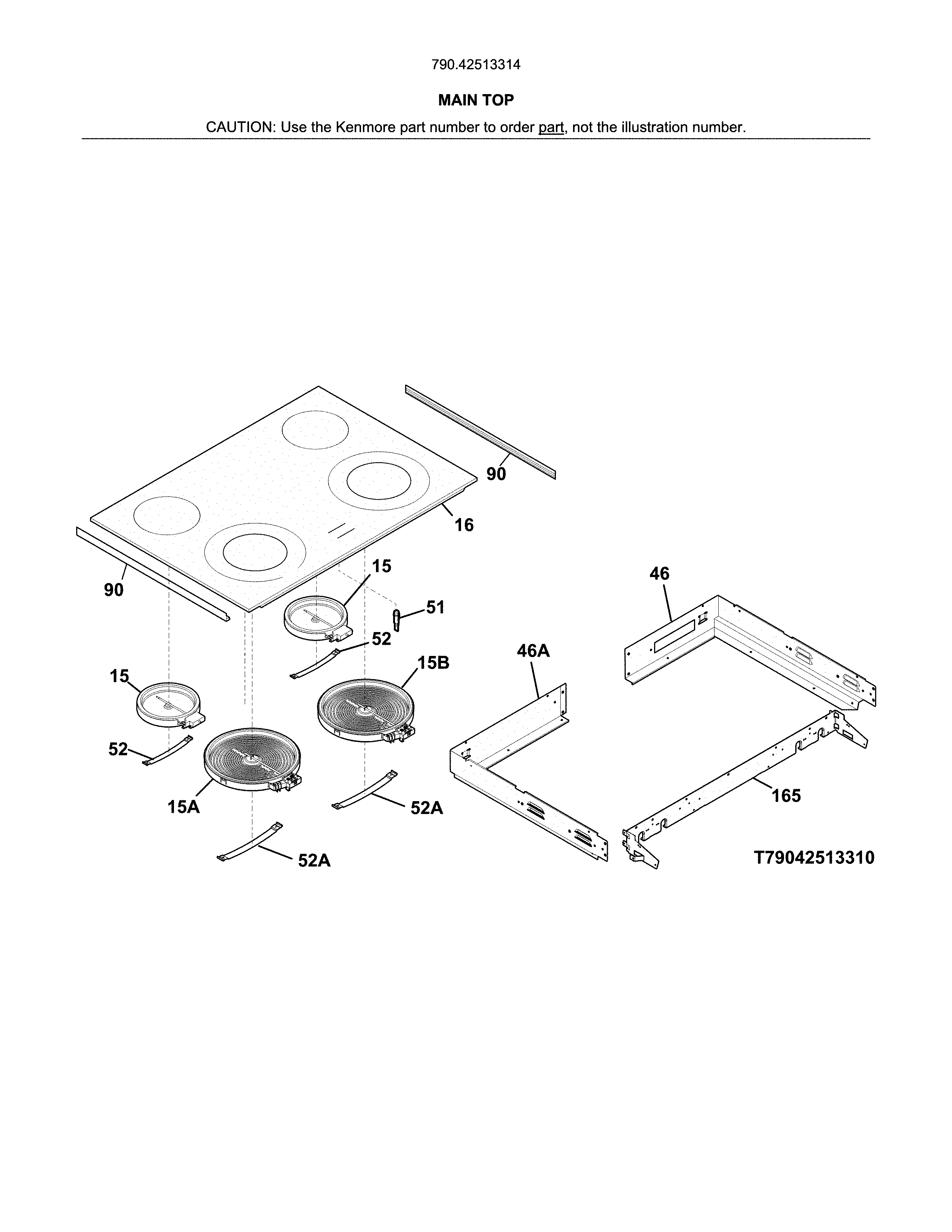 Kenmore 79042513314 main top diagram