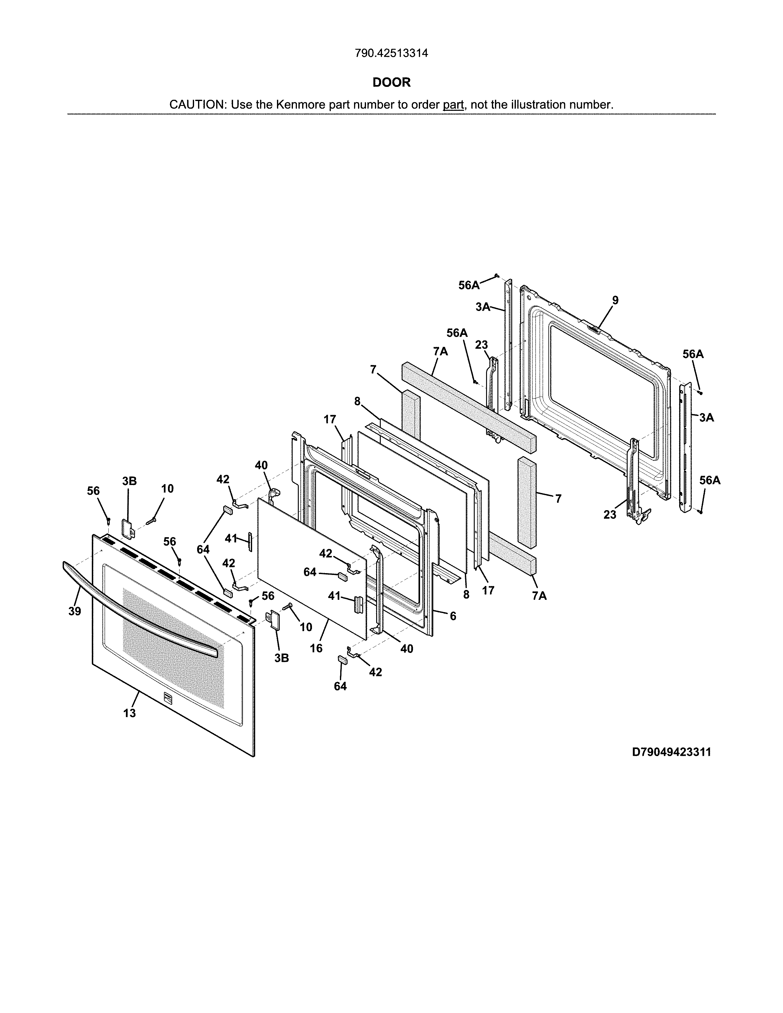 Kenmore 79042513314 door diagram