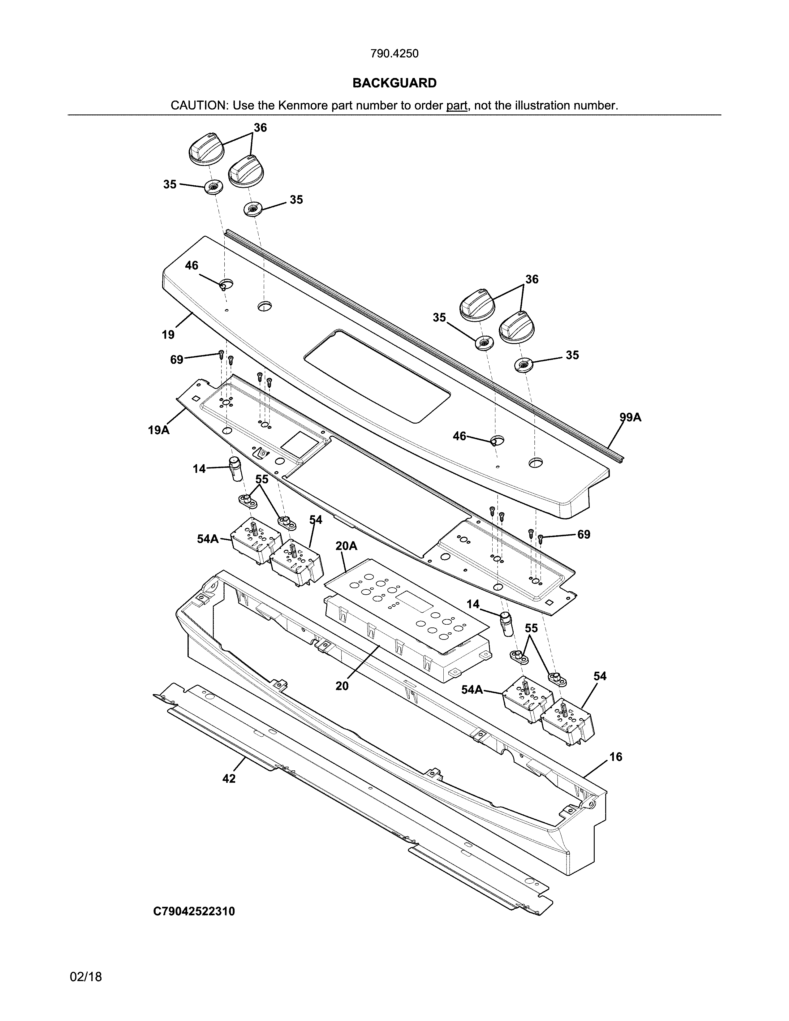Kenmore 79042509314 backguard diagram