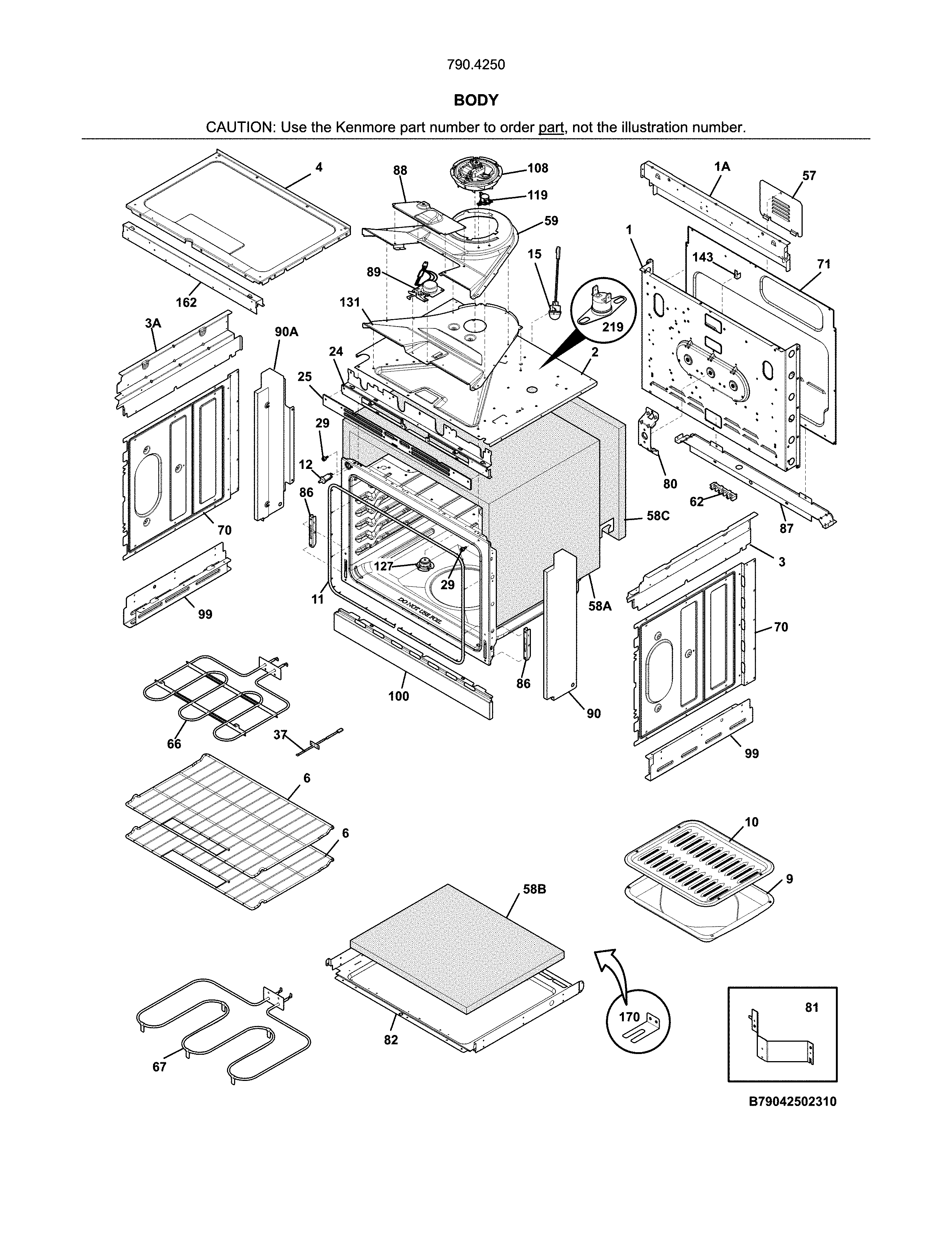Kenmore 79042509314 body diagram