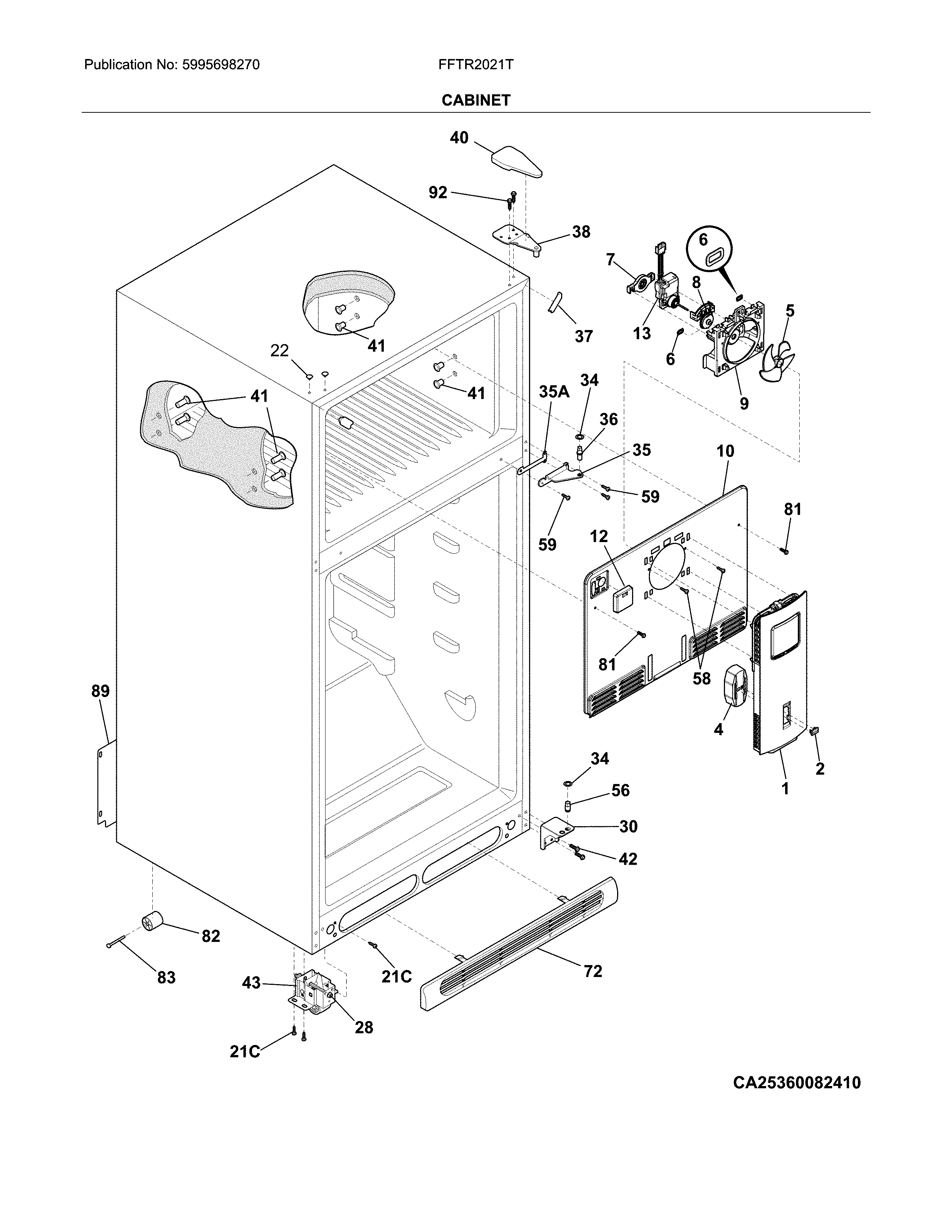 Frigidaire FFTR2021TB1 cabinet diagram
