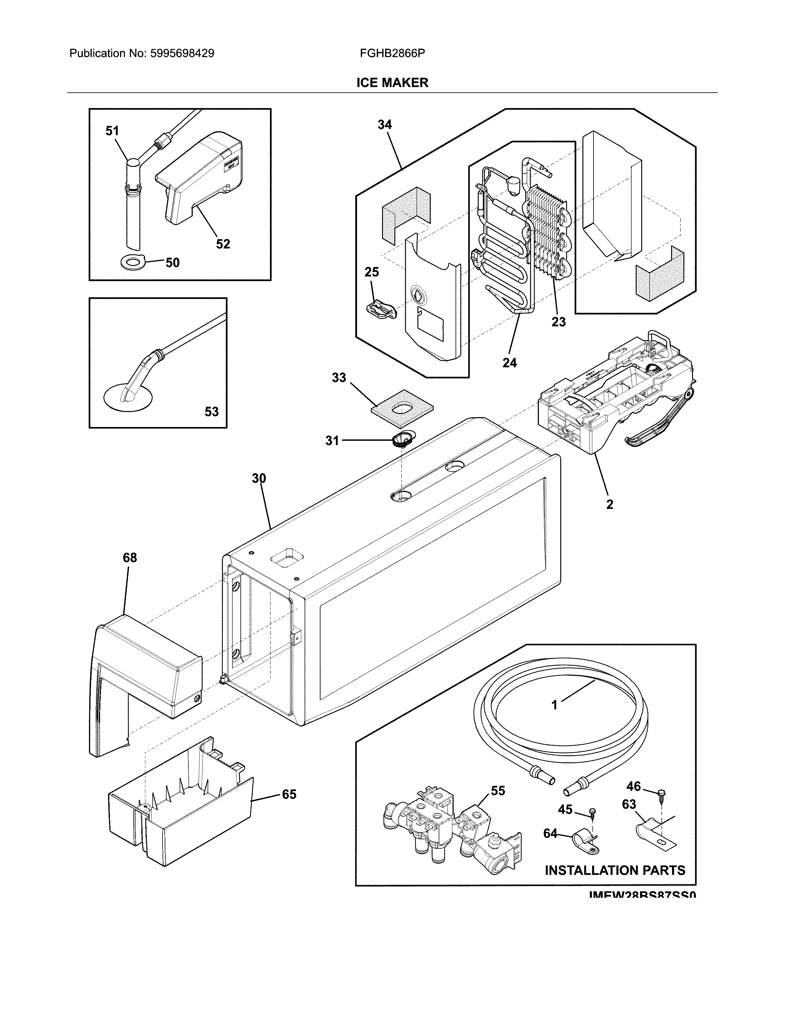 Frigidaire FGHB2866PPHA ice maker diagram