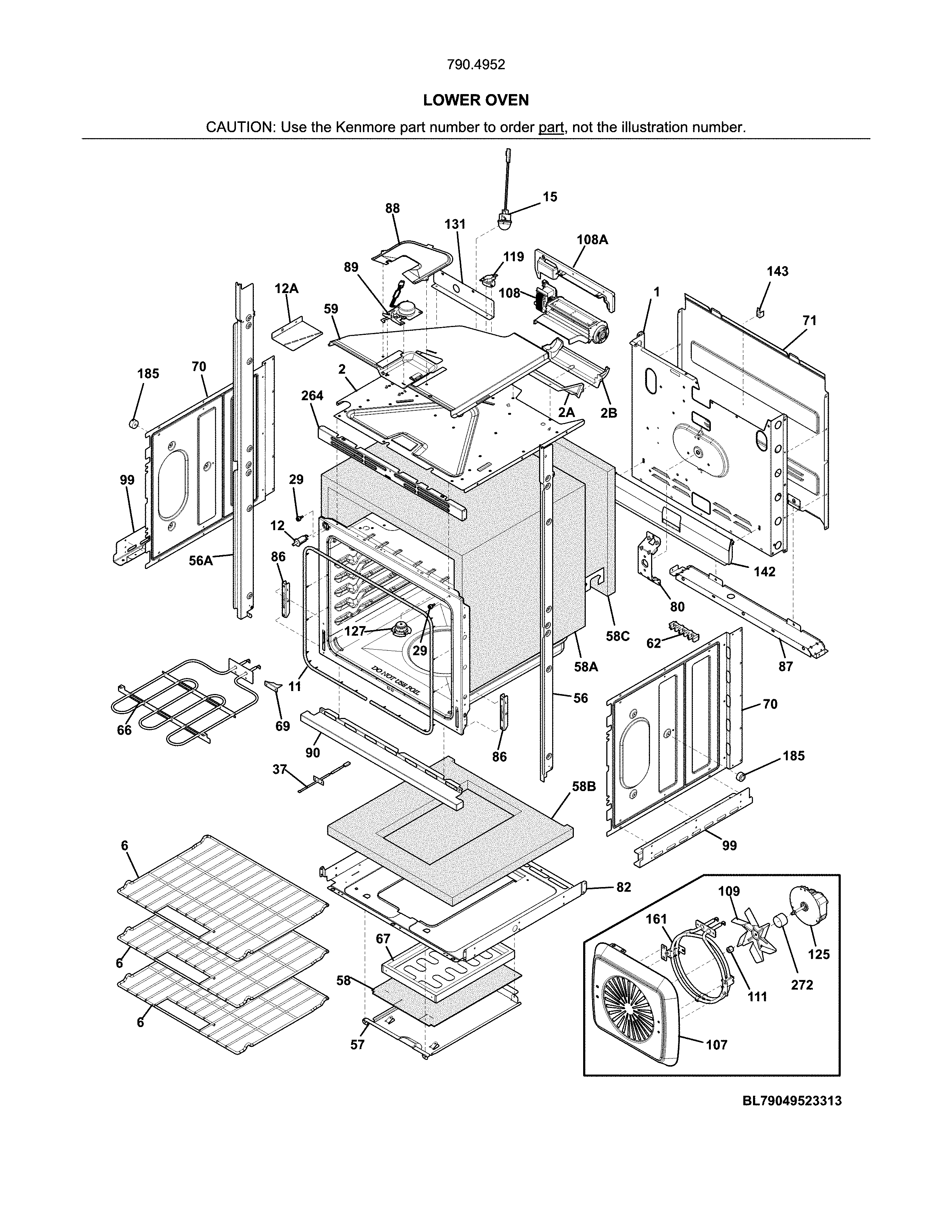 Kenmore 79049529315 lower oven diagram