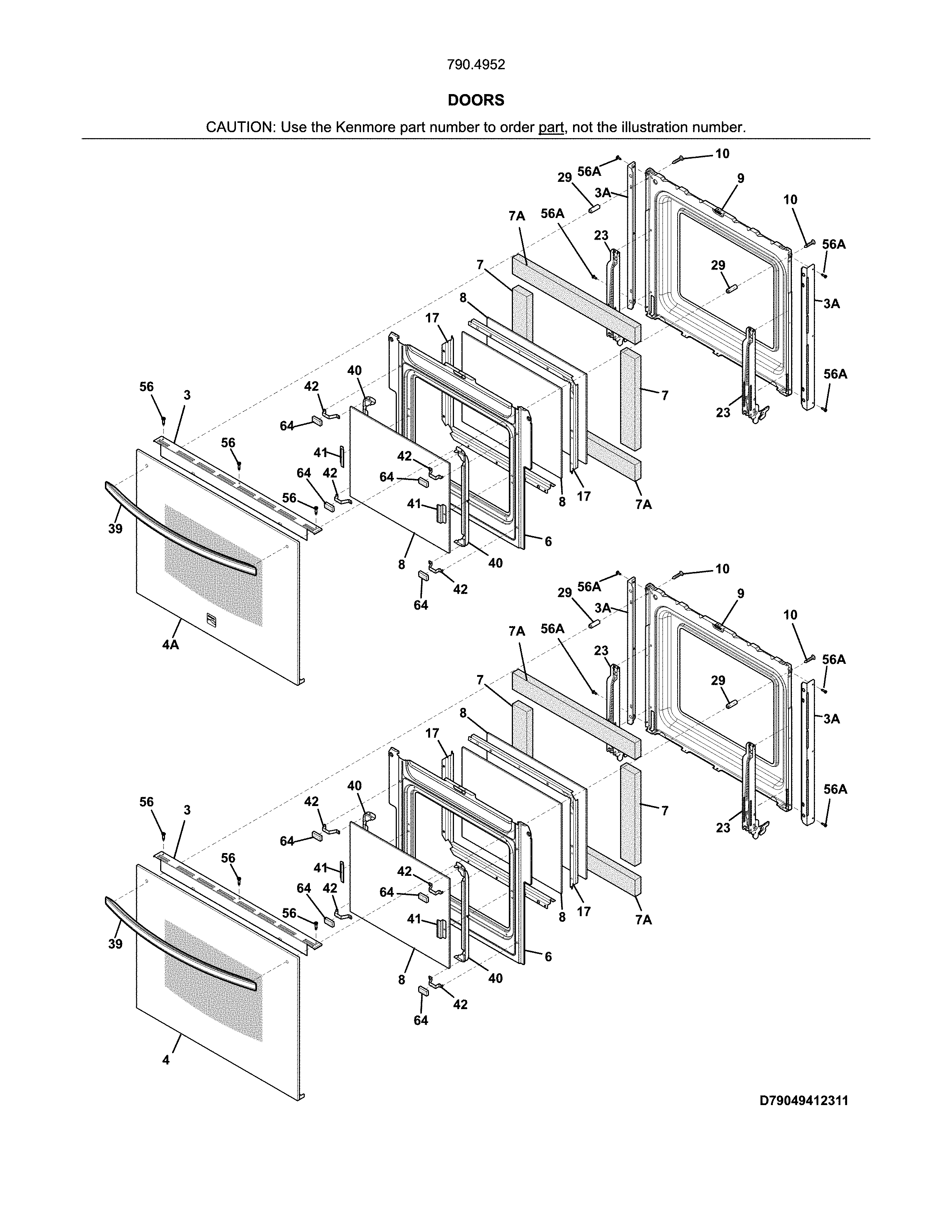 Kenmore 79049529315 doors diagram