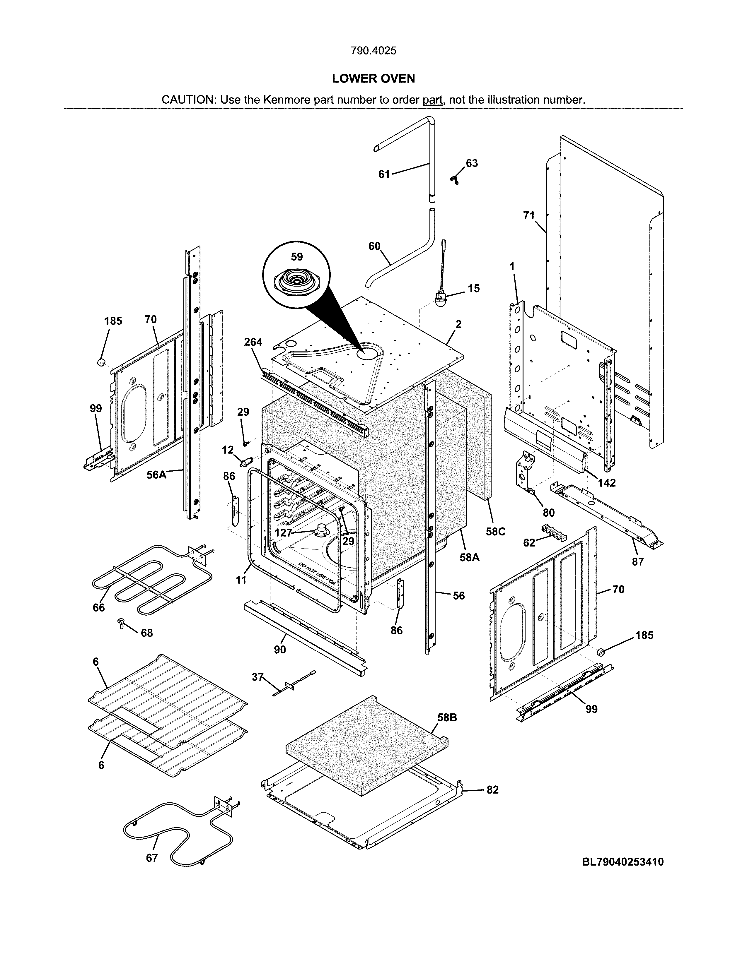 Kenmore 79040259412 lower oven diagram