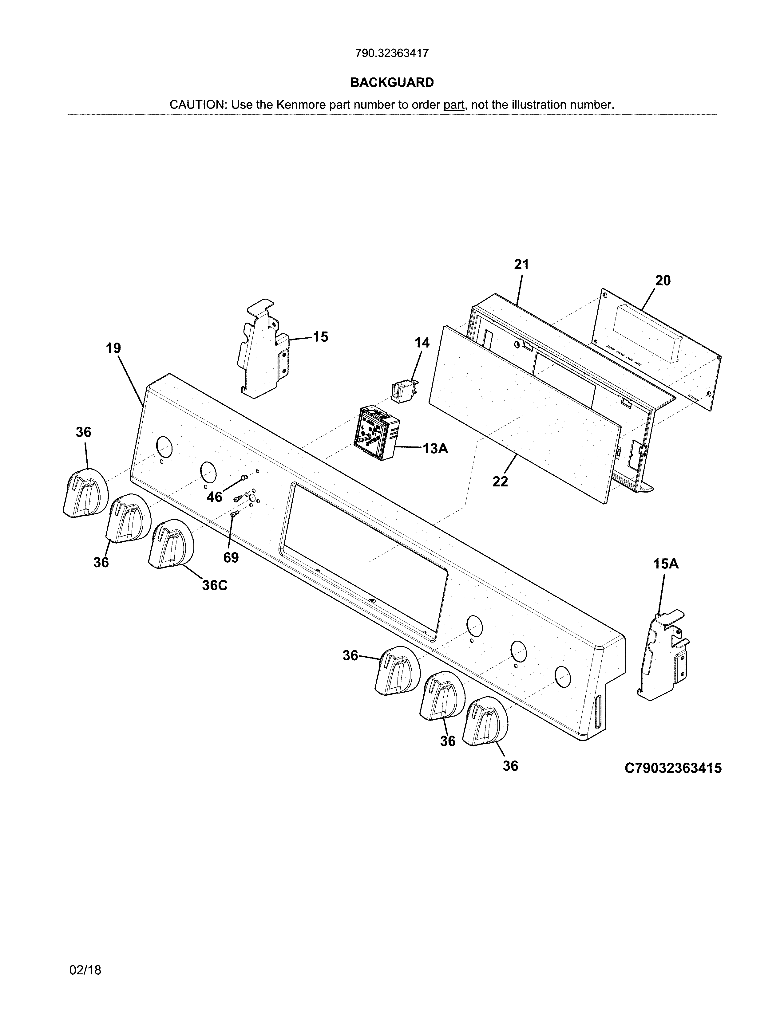 Kenmore Elite 79032363417 backguard diagram