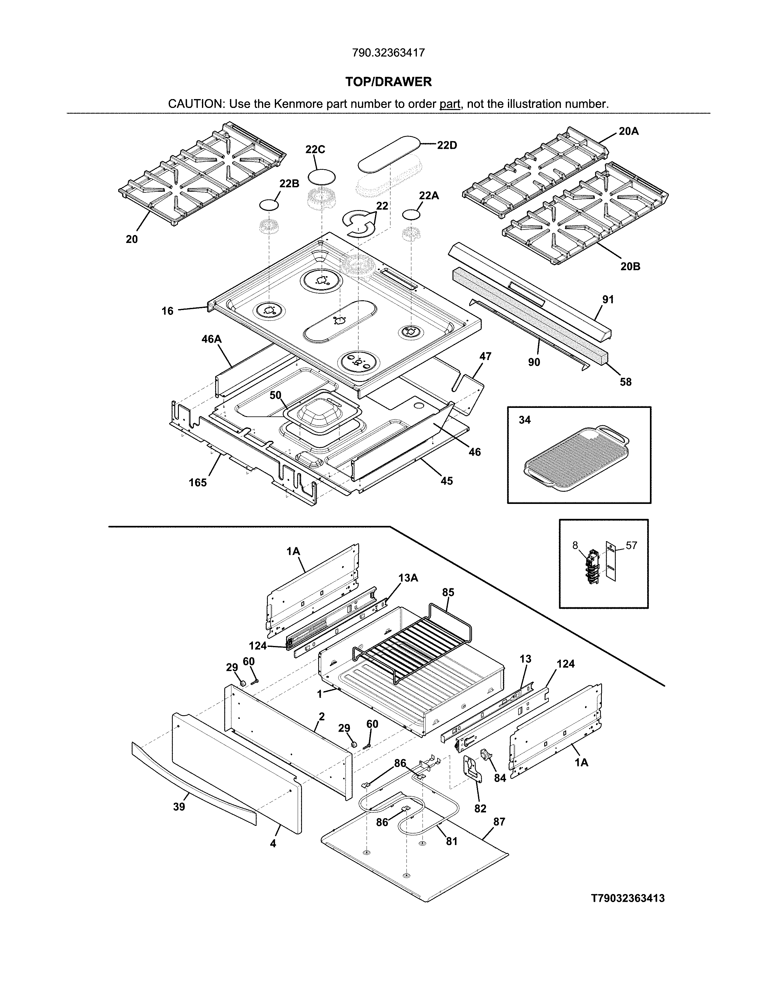 Kenmore Elite 79032363417 top/drawer diagram