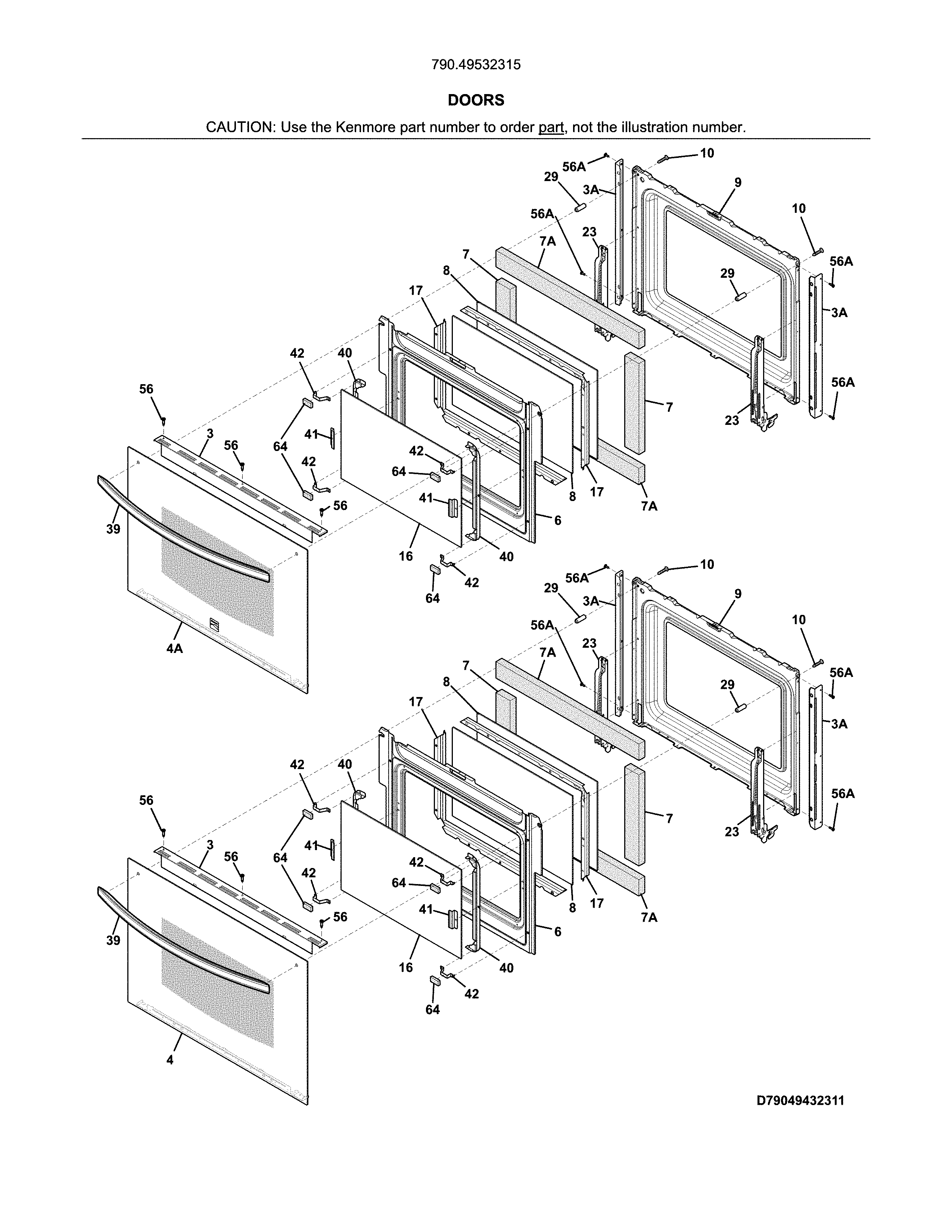 Kenmore 79049532315 doors diagram