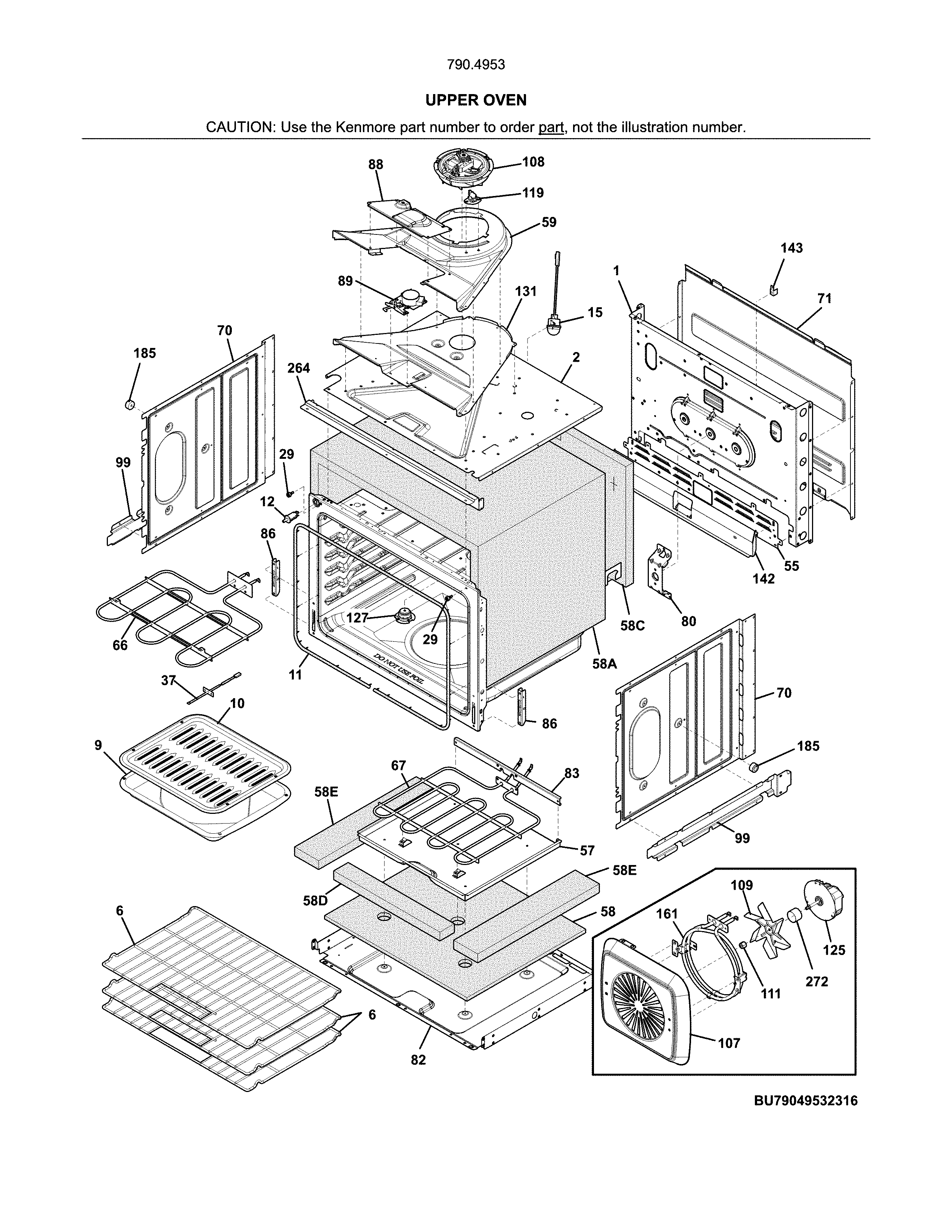 Kenmore 79049539316 upper oven diagram