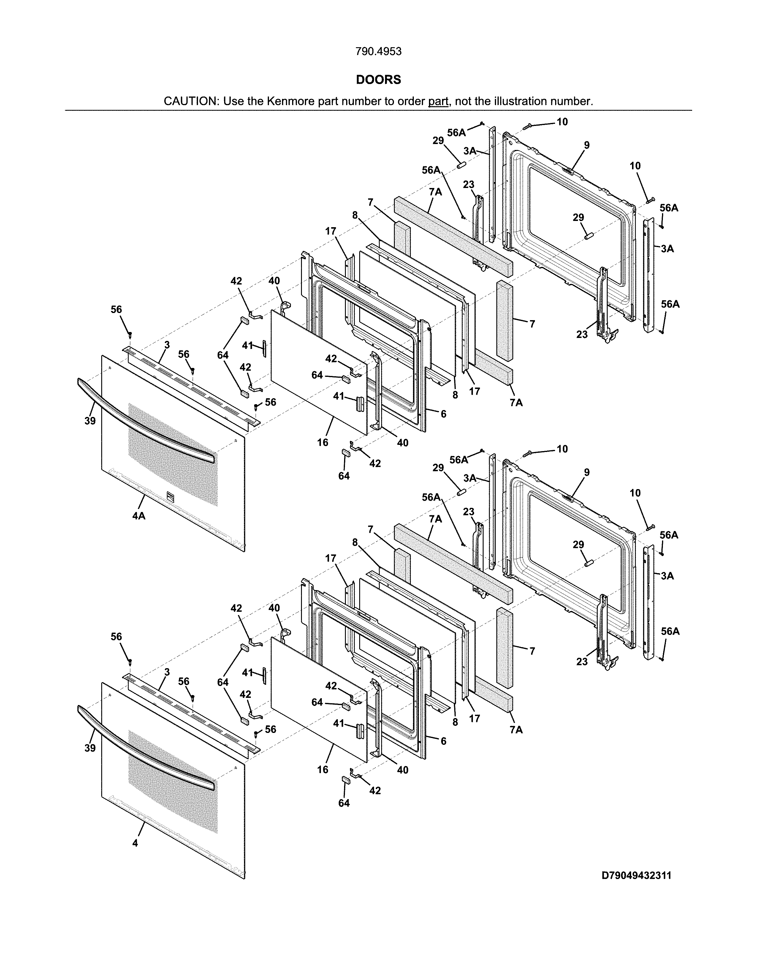 Kenmore 79049539316 doors diagram