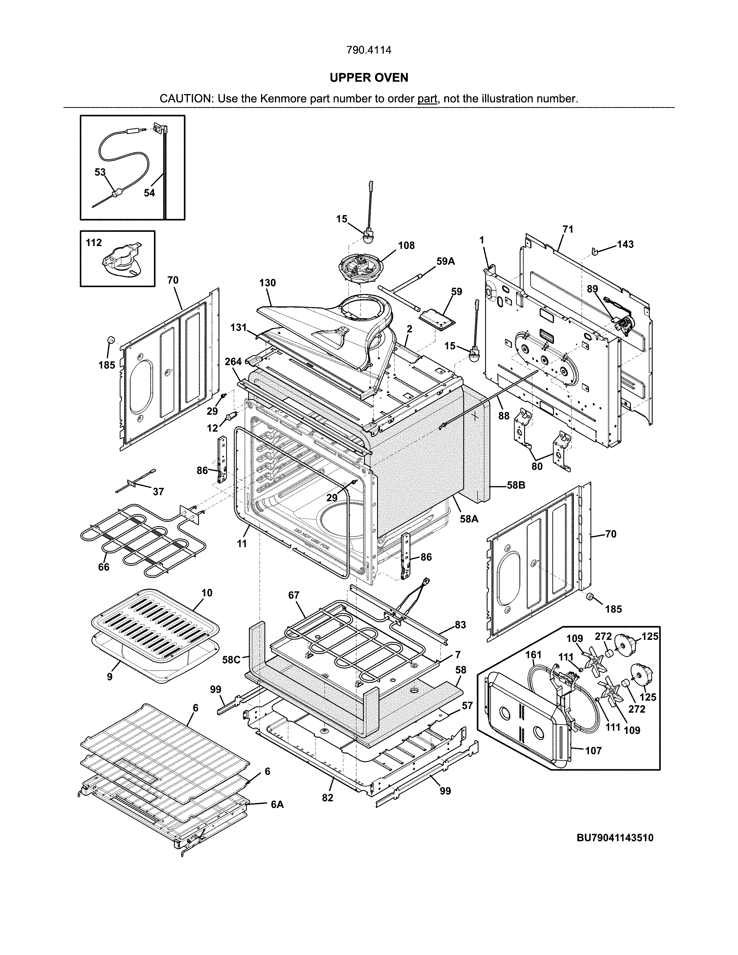Kenmore Pro 79041143513 upper oven diagram