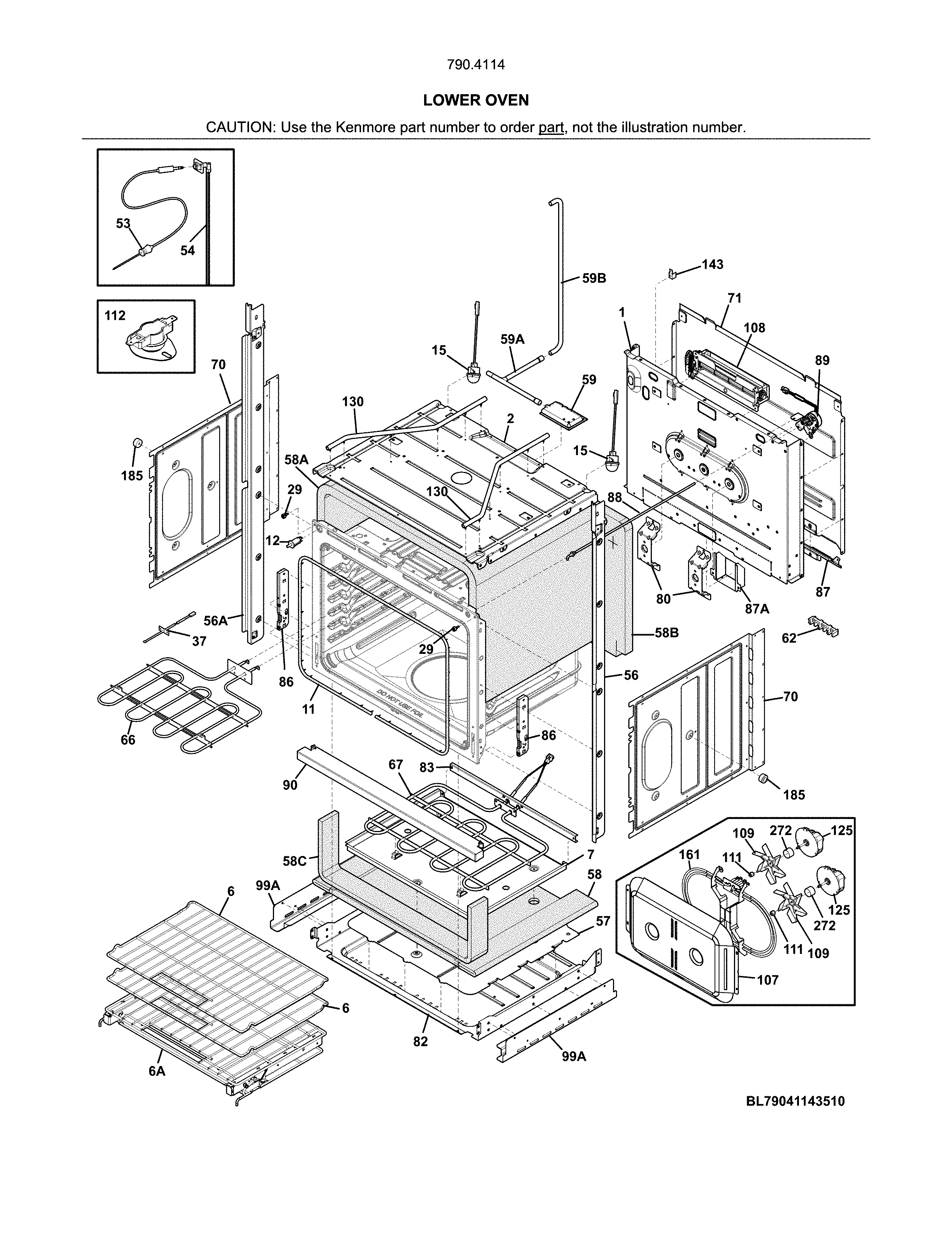 Kenmore Pro 79041143513 lower oven diagram
