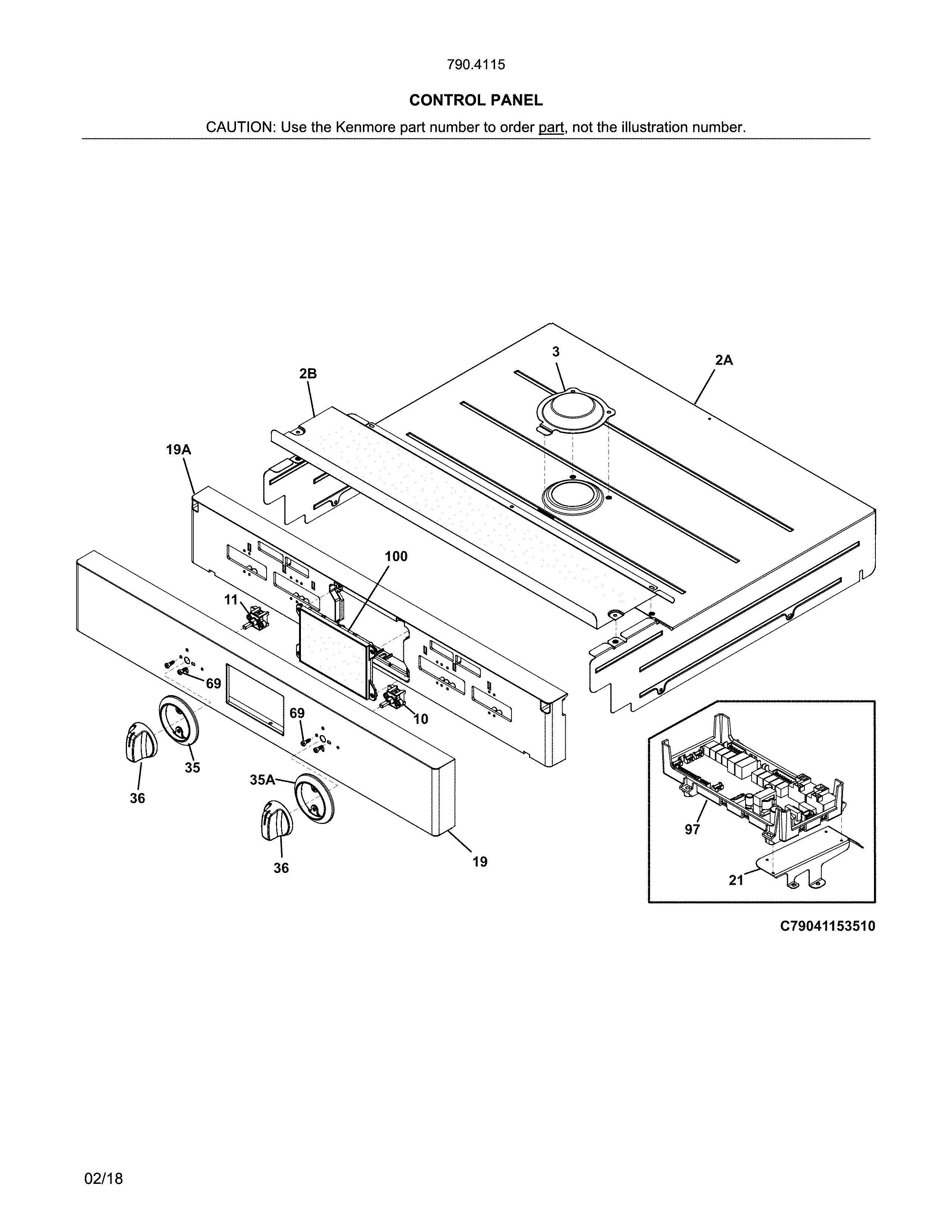 Kenmore Pro 79041153513 control panel diagram