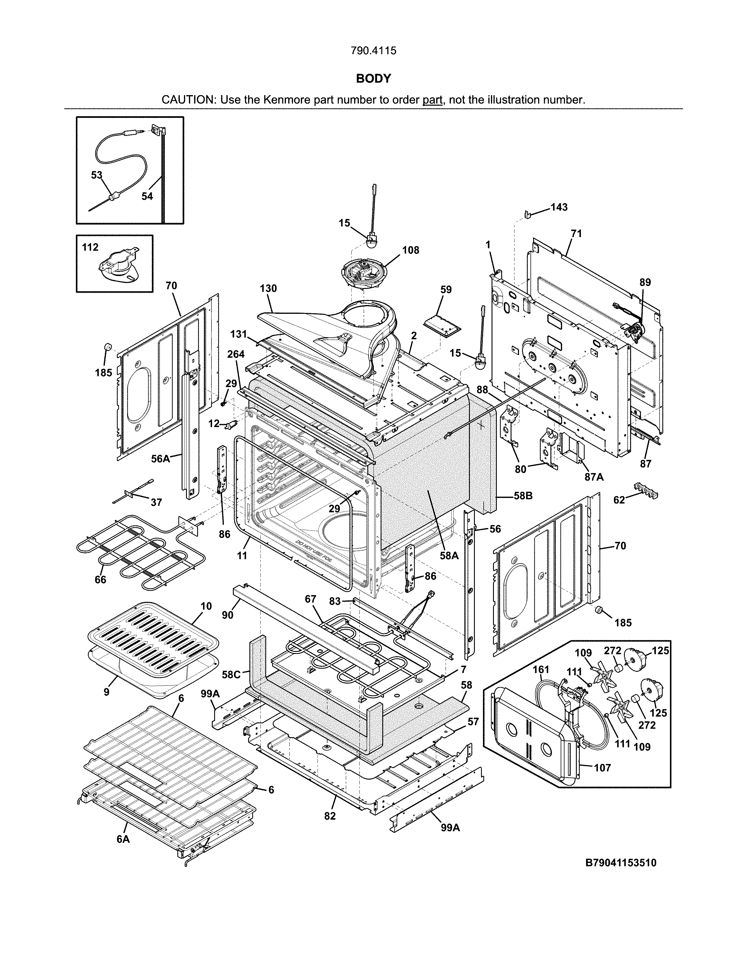 Kenmore Pro 79041153513 body diagram
