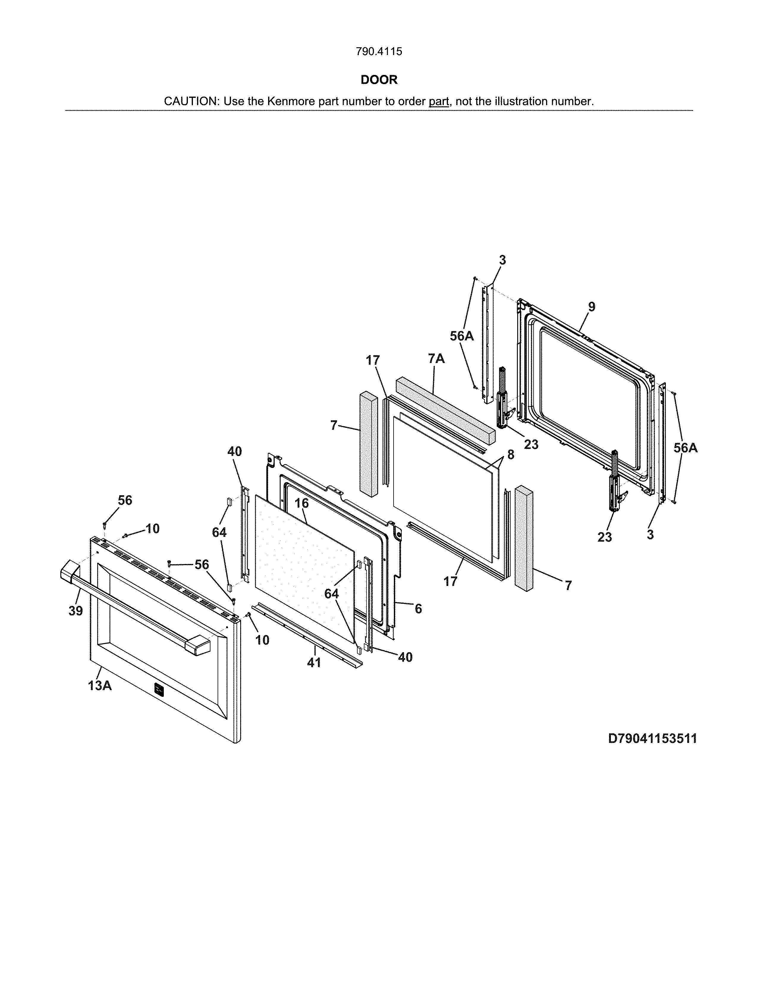 Kenmore Pro 79041153513 door diagram