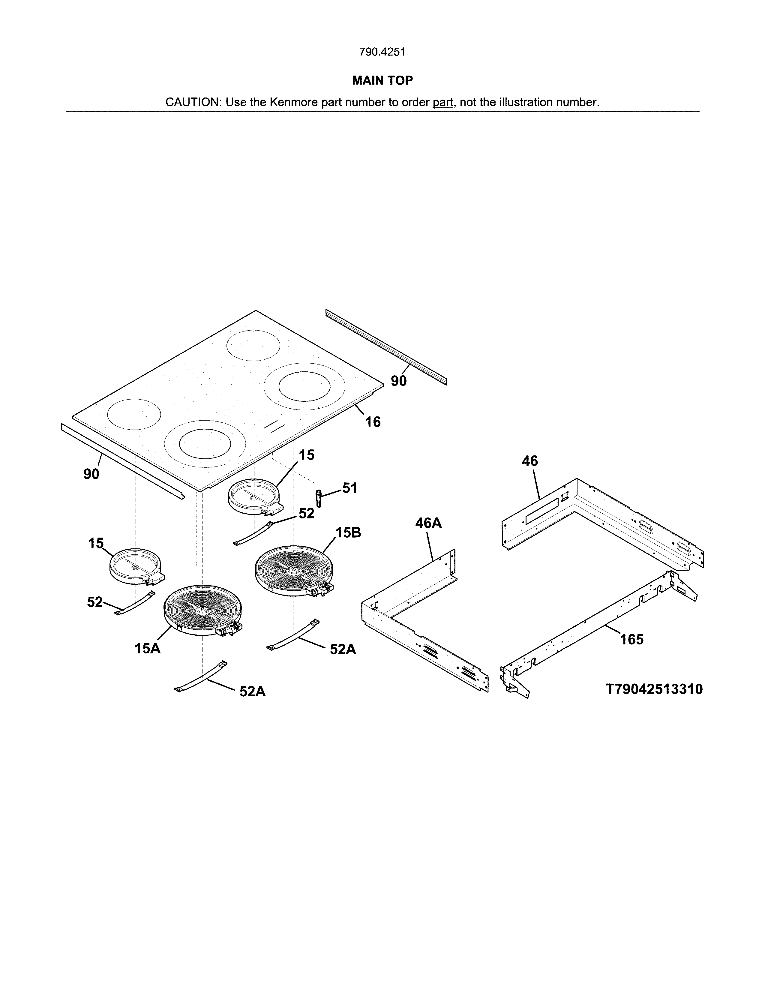 Kenmore 79042519314 main top diagram