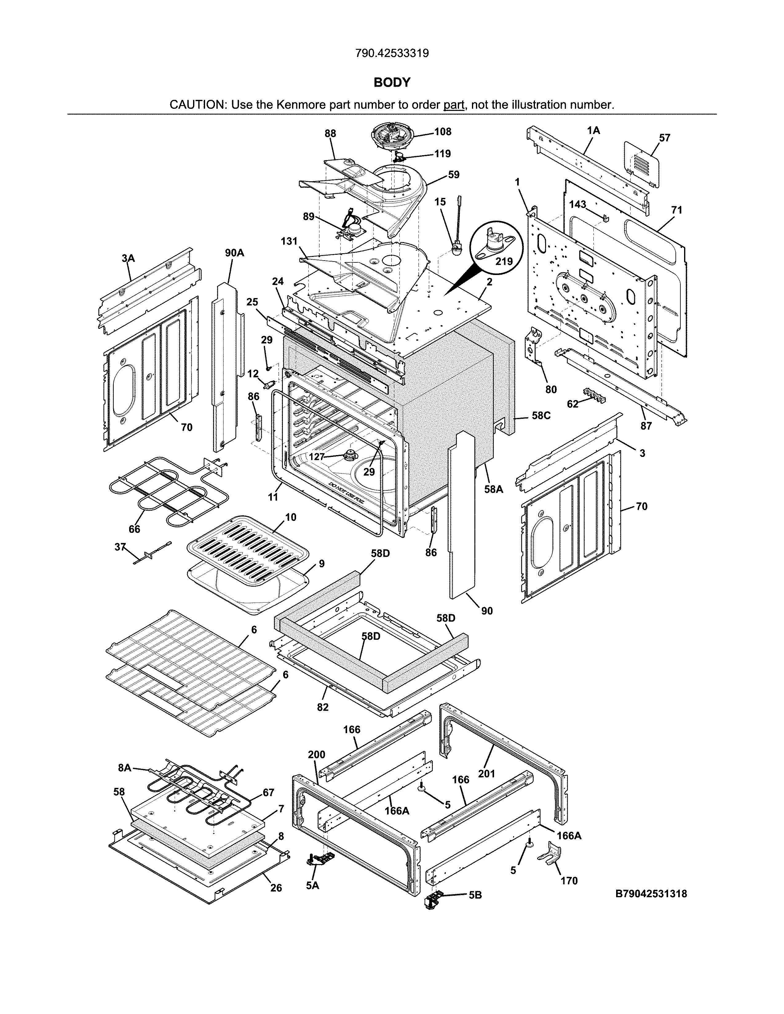Kenmore 79042533319 body diagram