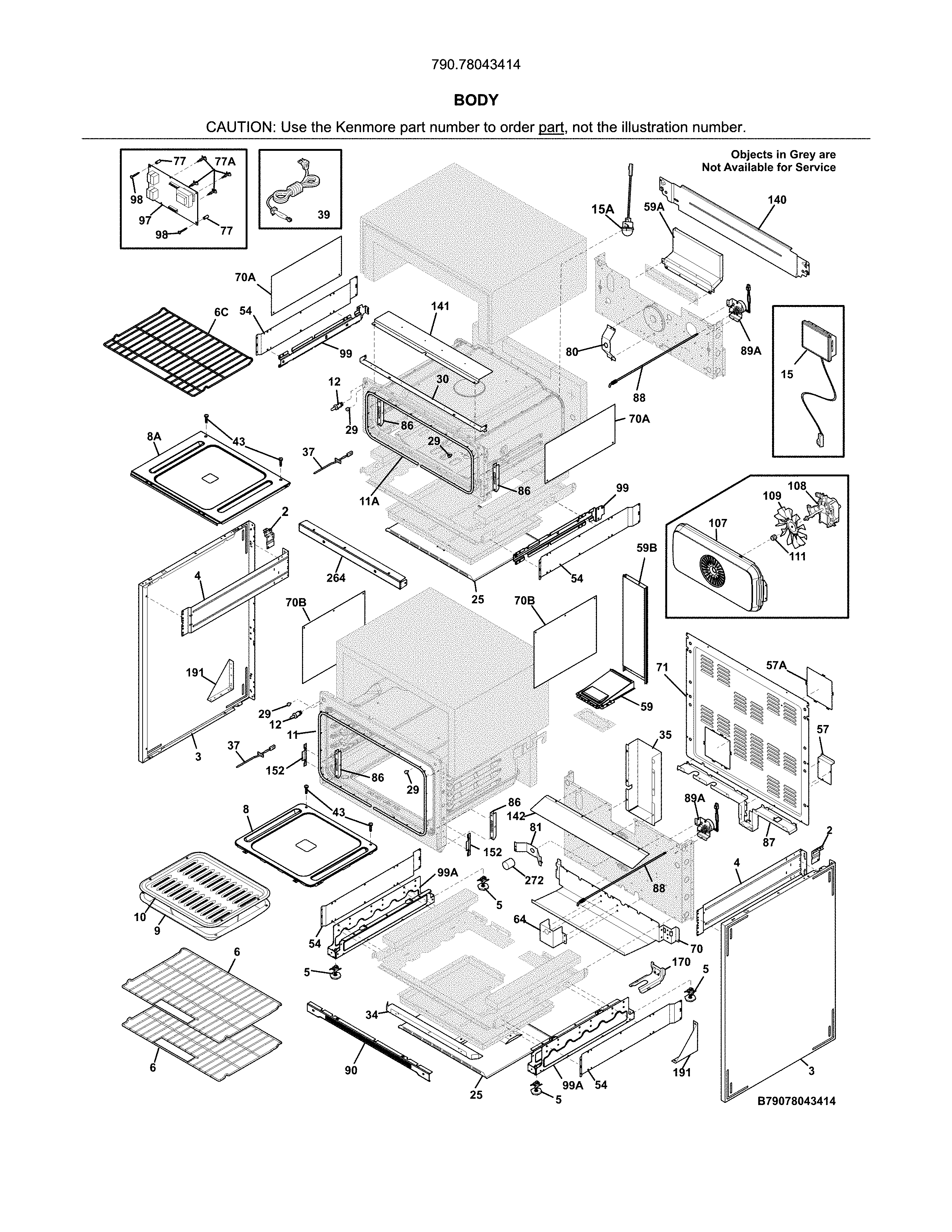 Kenmore 79078043414 body diagram