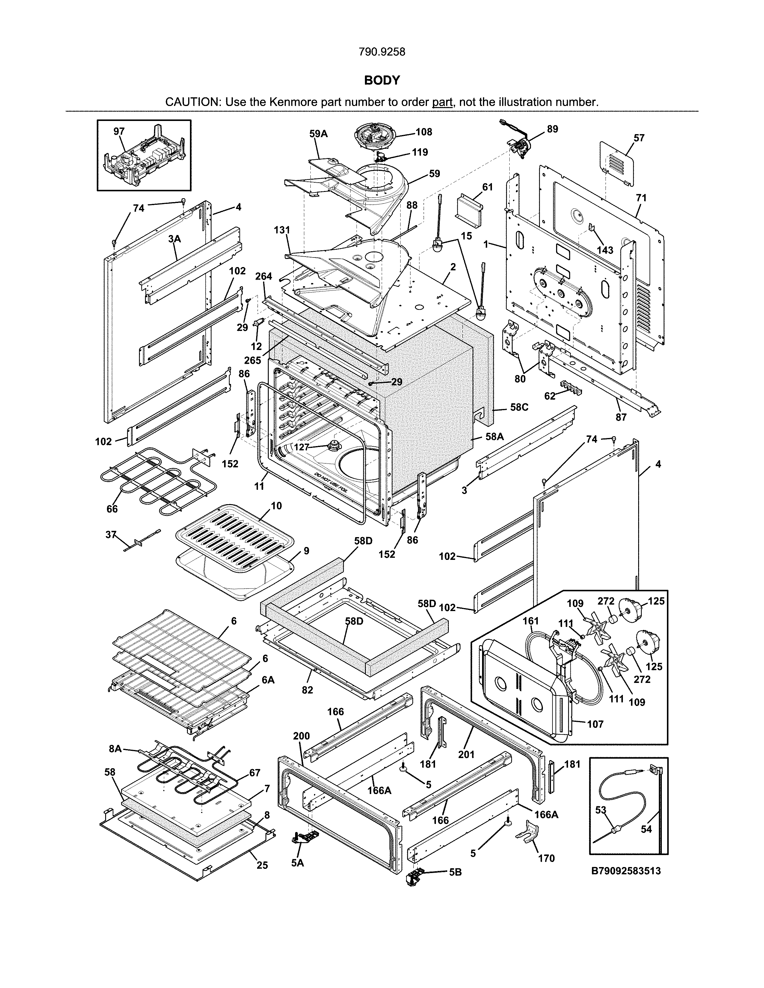 Kenmore Pro 79092583515 body diagram