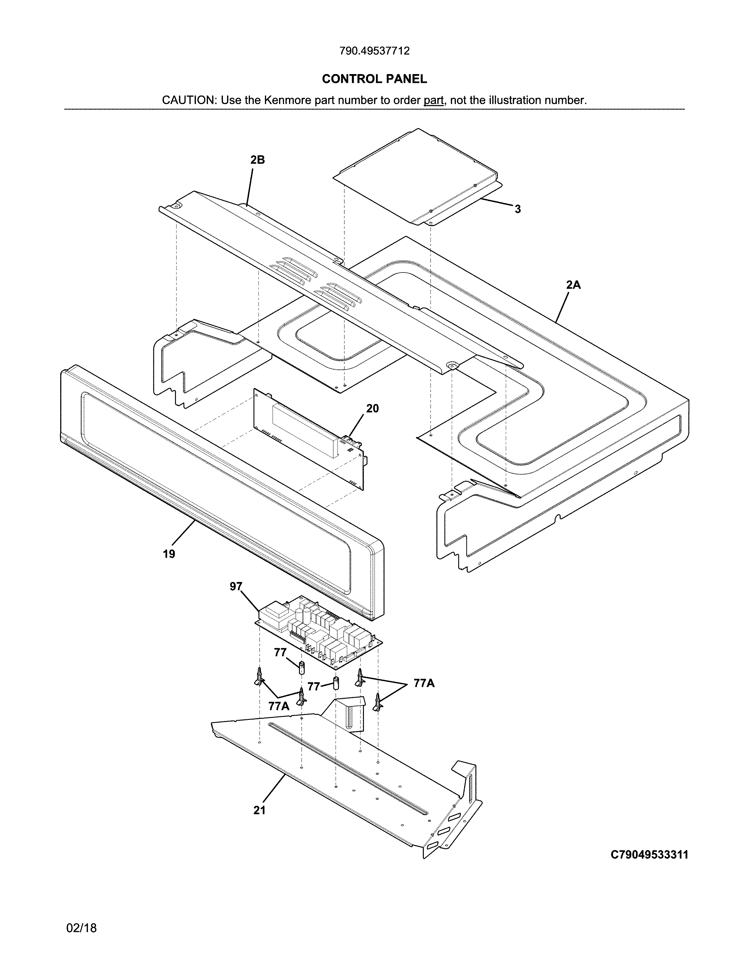 Kenmore 79049537712 control panel diagram