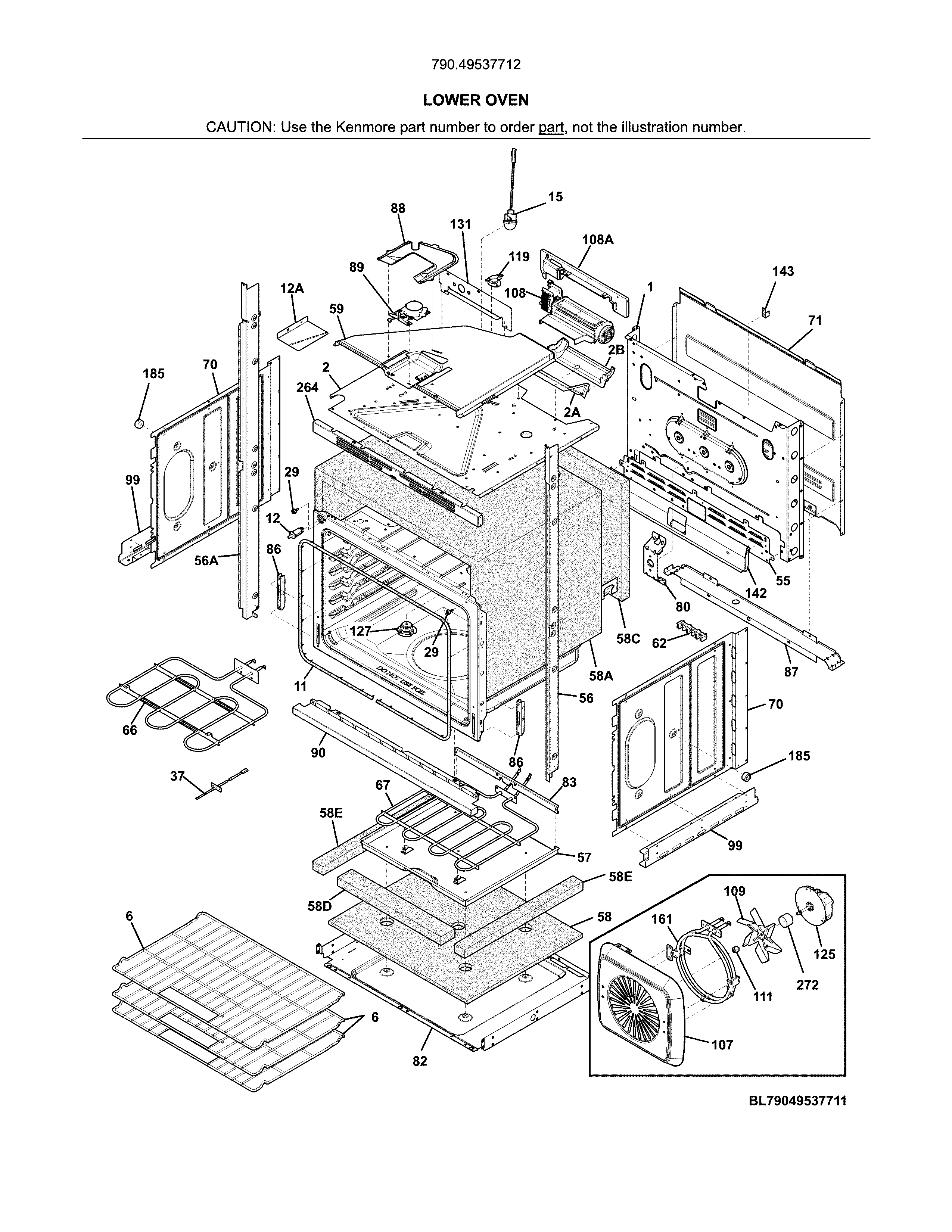 Kenmore 79049537712 lower oven diagram