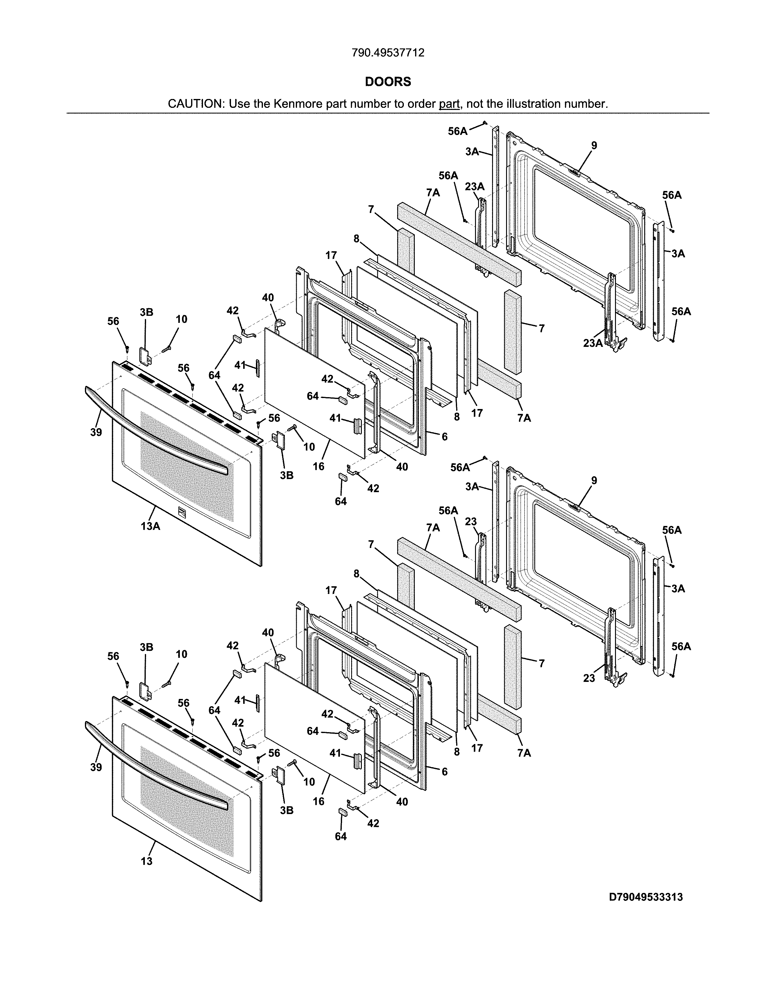 Kenmore 79049537712 doors diagram