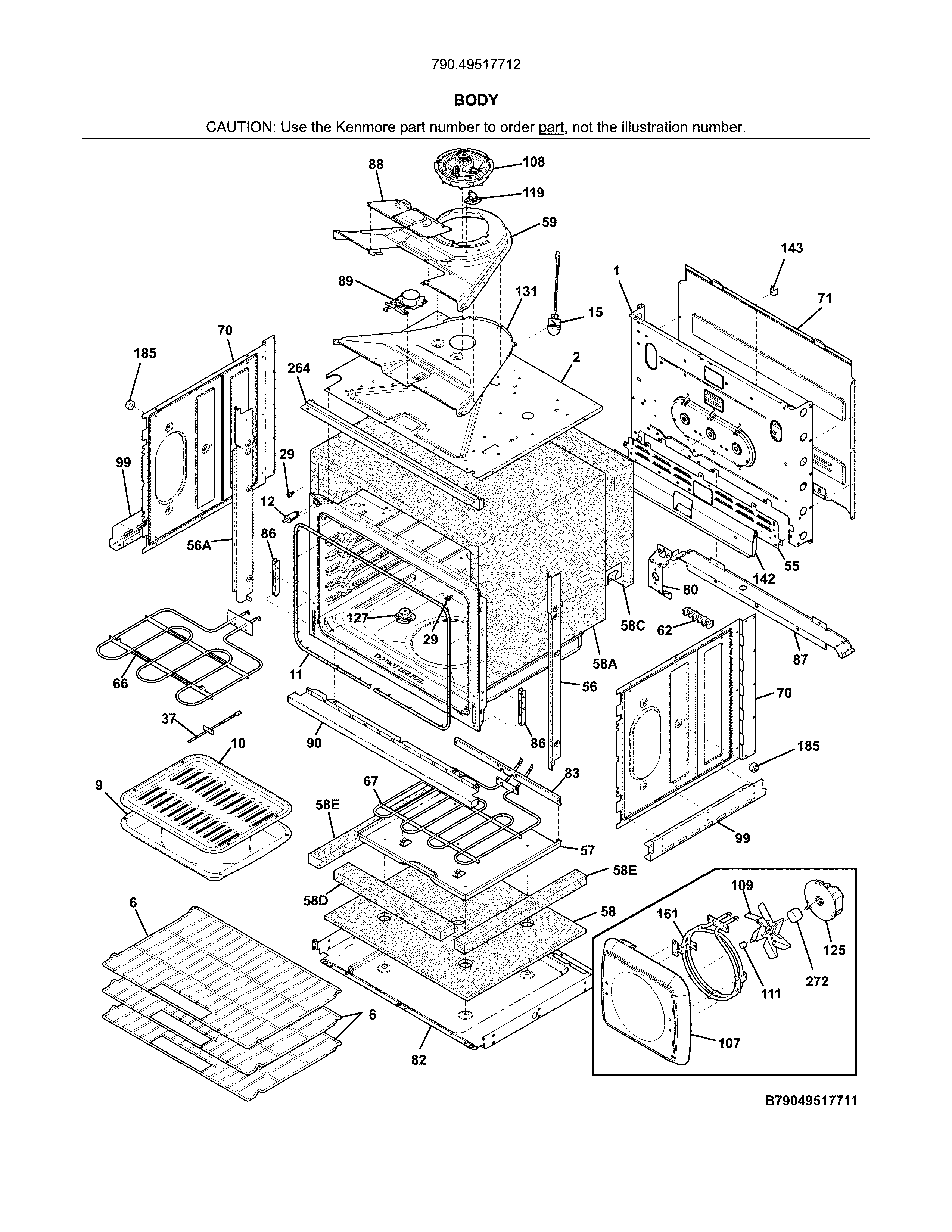 Kenmore 79049517712 body diagram