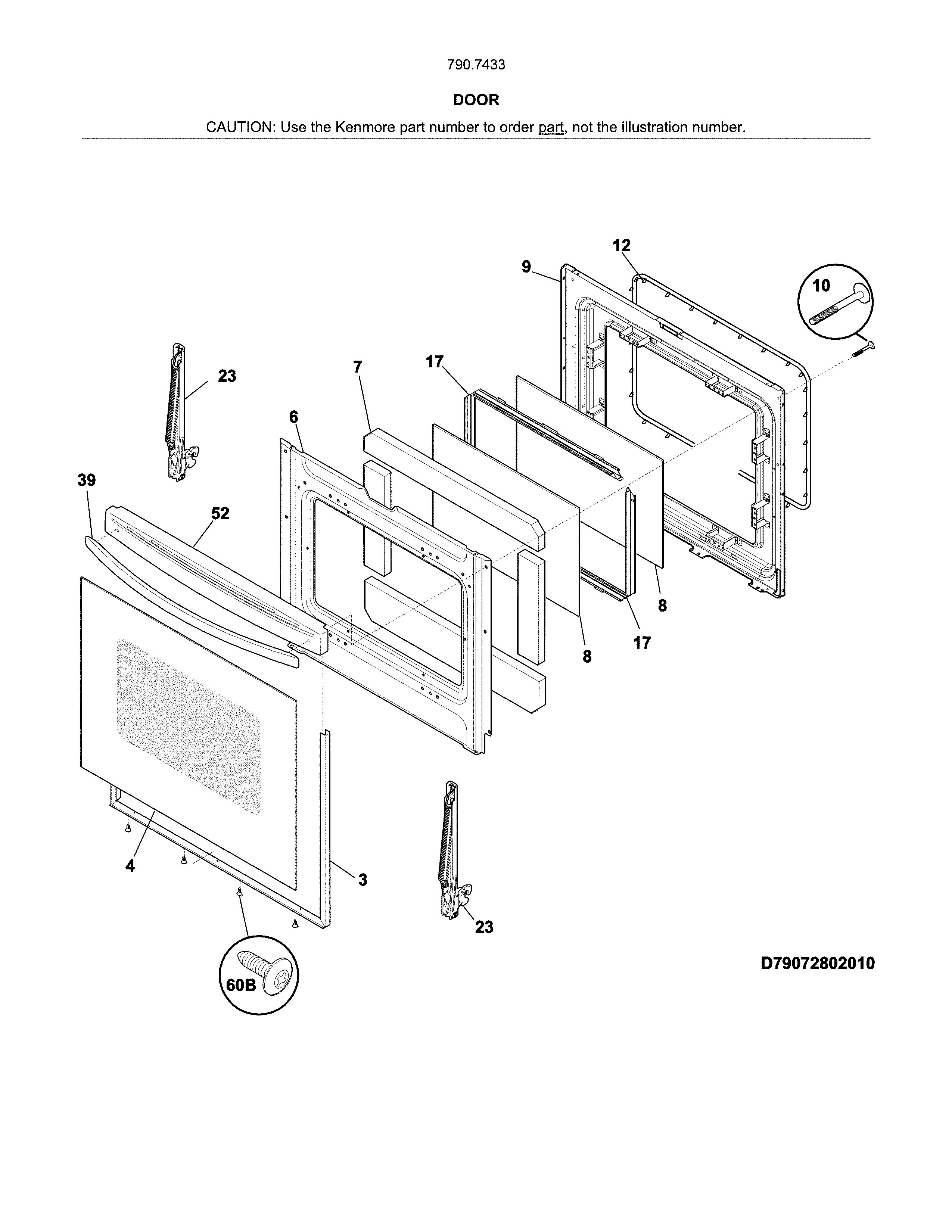 Kenmore 79074332314 door diagram