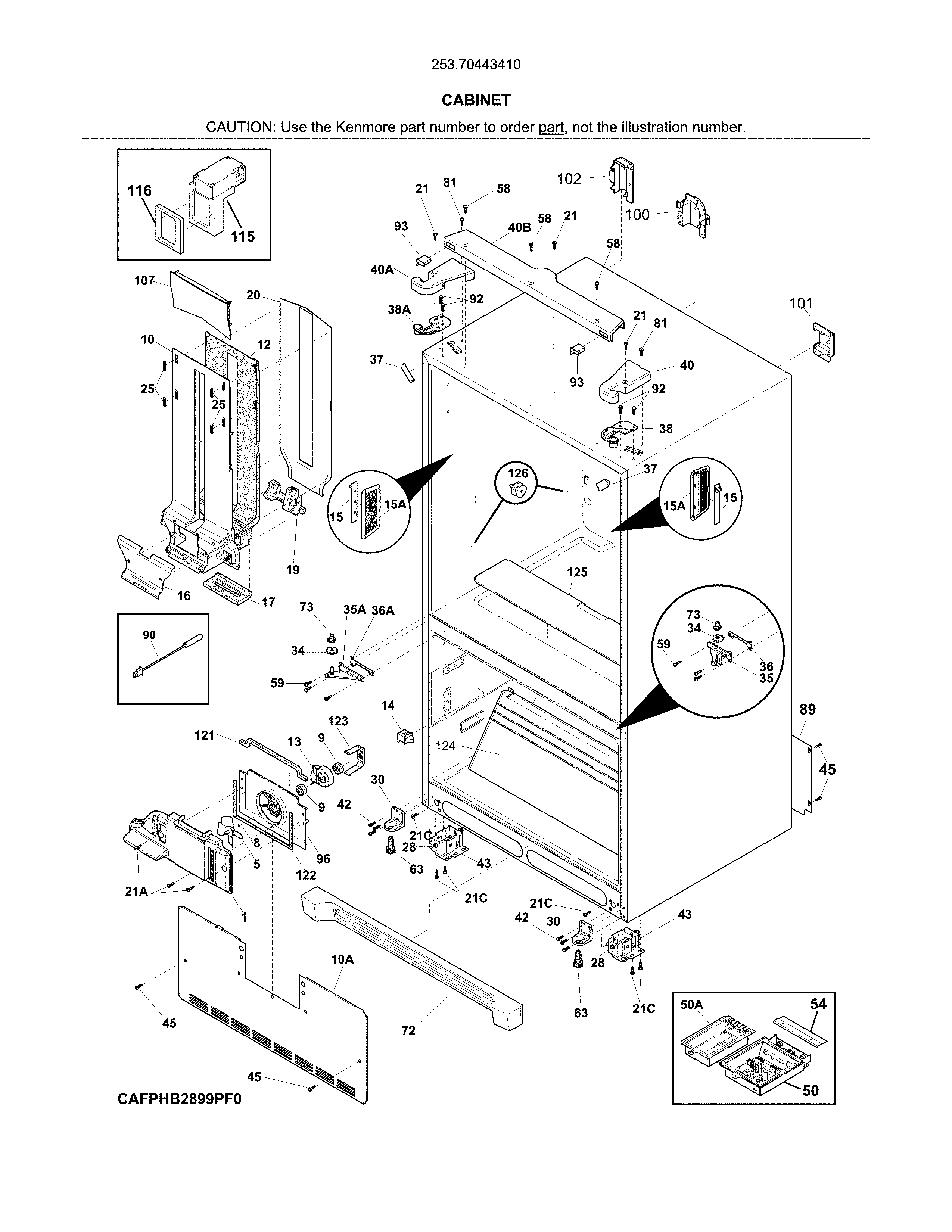 Kenmore 25370443410 cabinet diagram