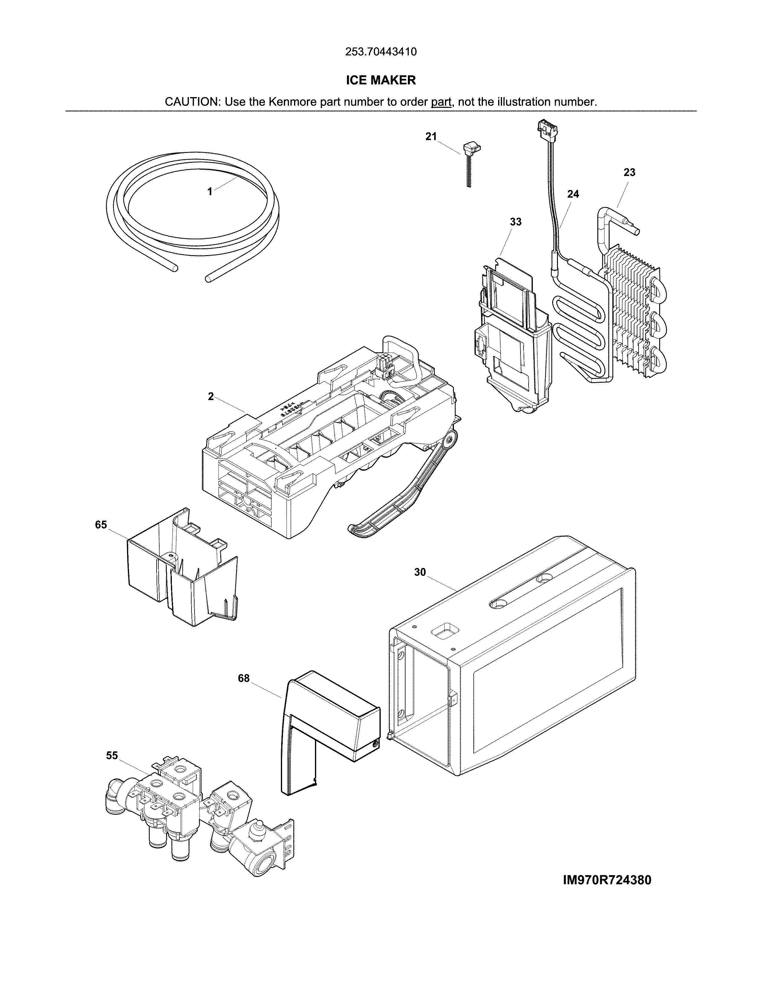 Kenmore 25370443410 ice maker diagram