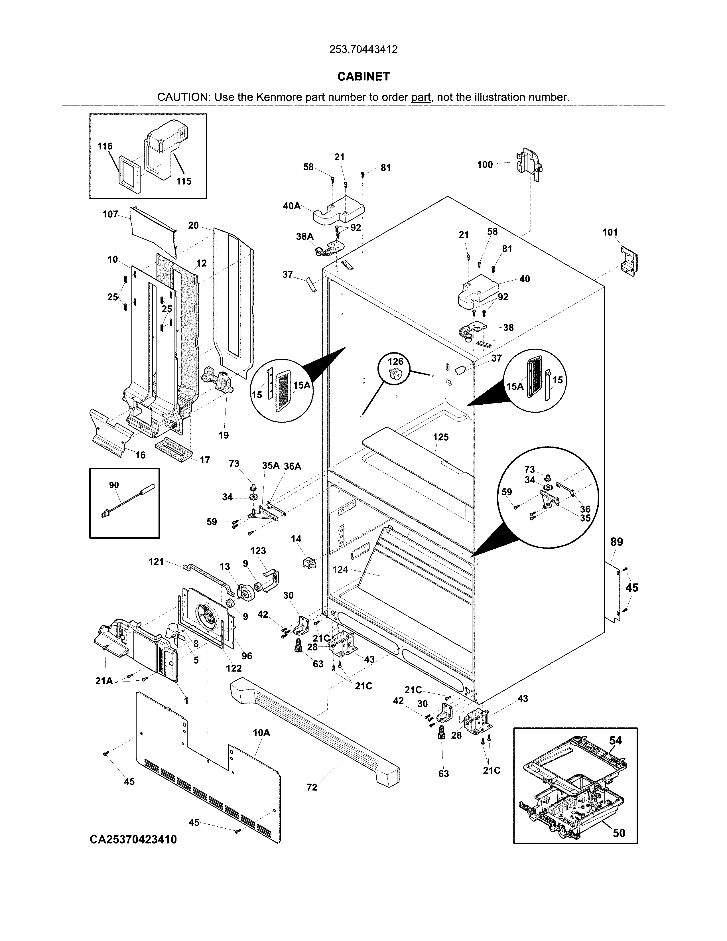 Kenmore 25370443412 cabinet diagram