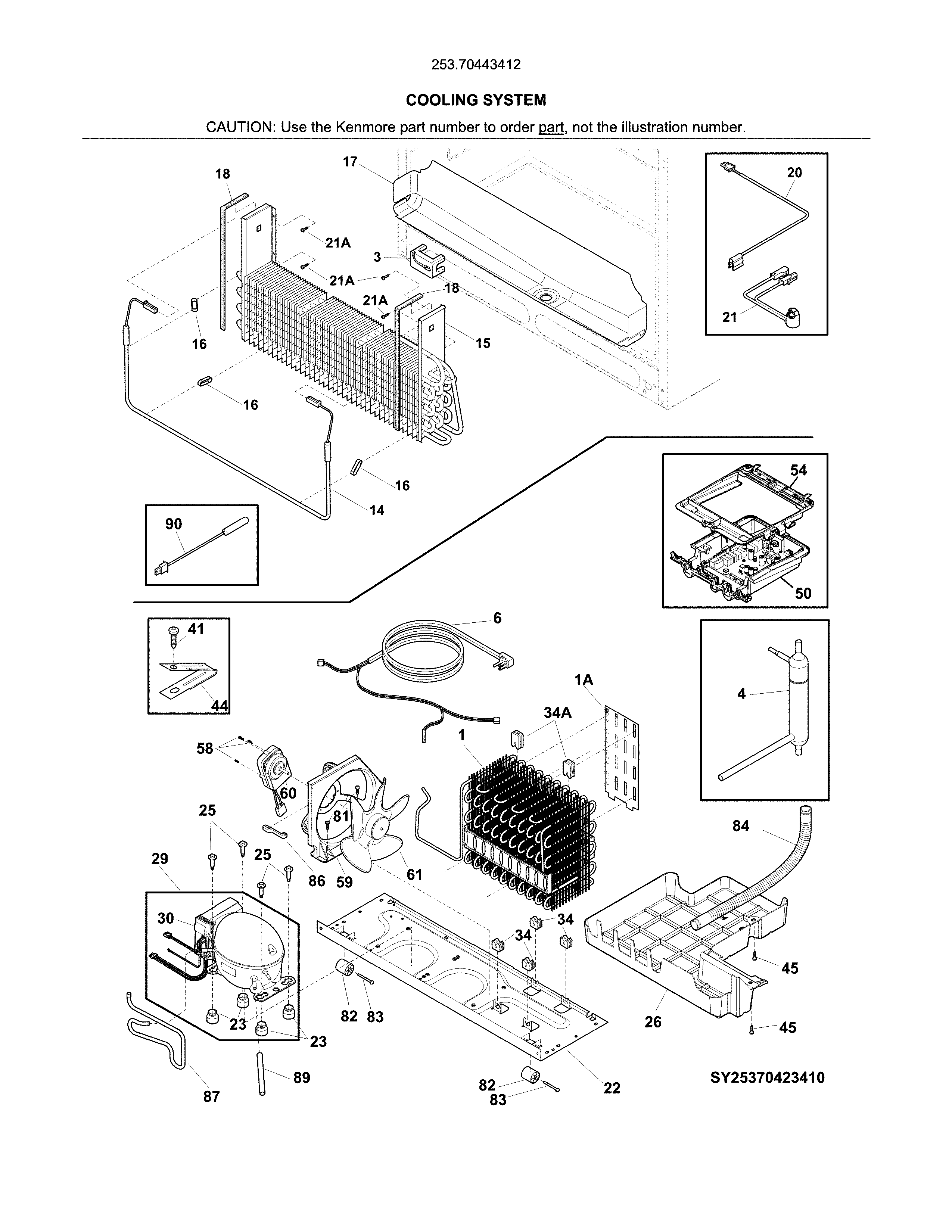 Kenmore 25370443412 cooling system diagram