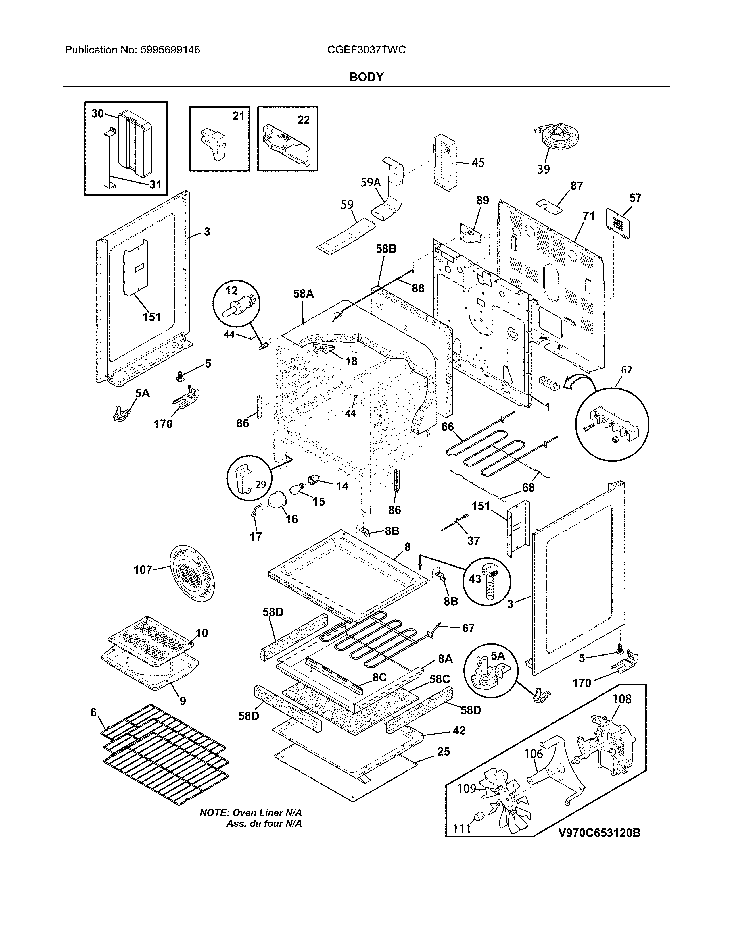 Frigidaire CGEF3037TWC body diagram