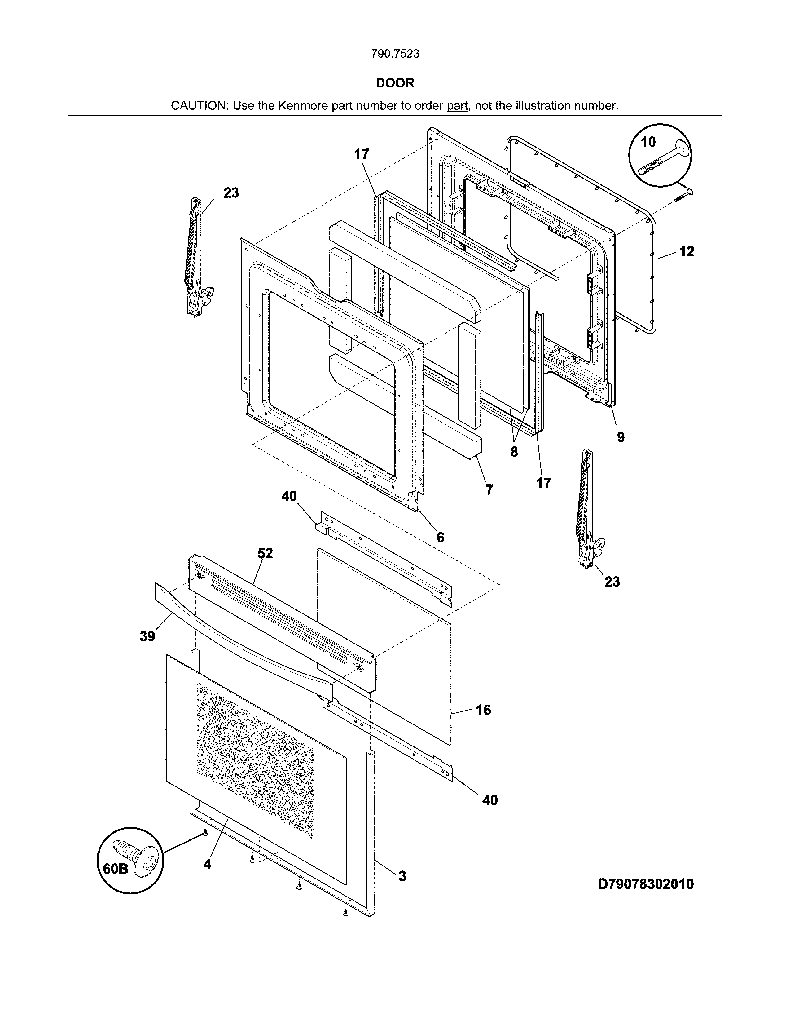 Kenmore Elite 79075232313 door diagram