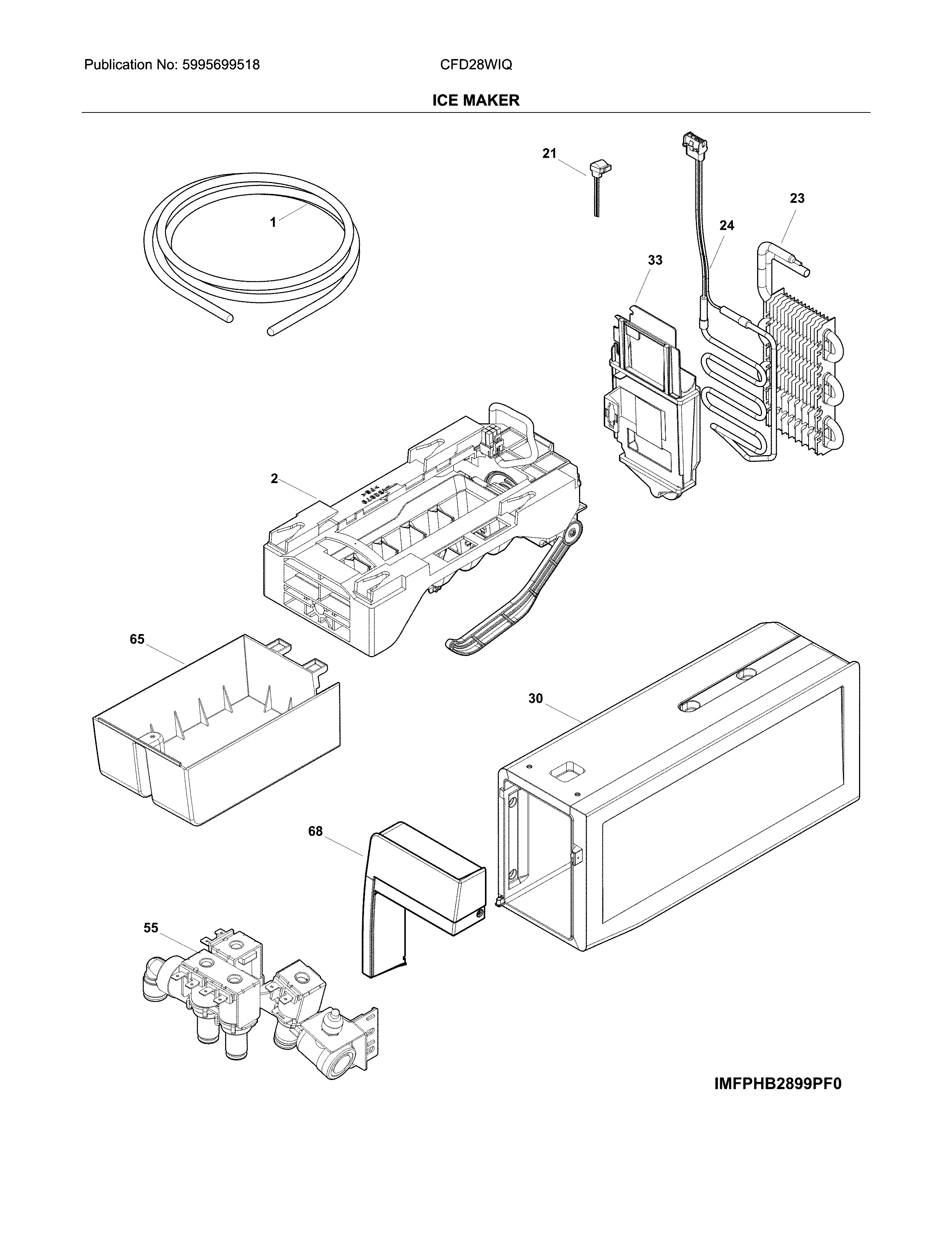 Crosley CFD28WIQS8 ice maker diagram