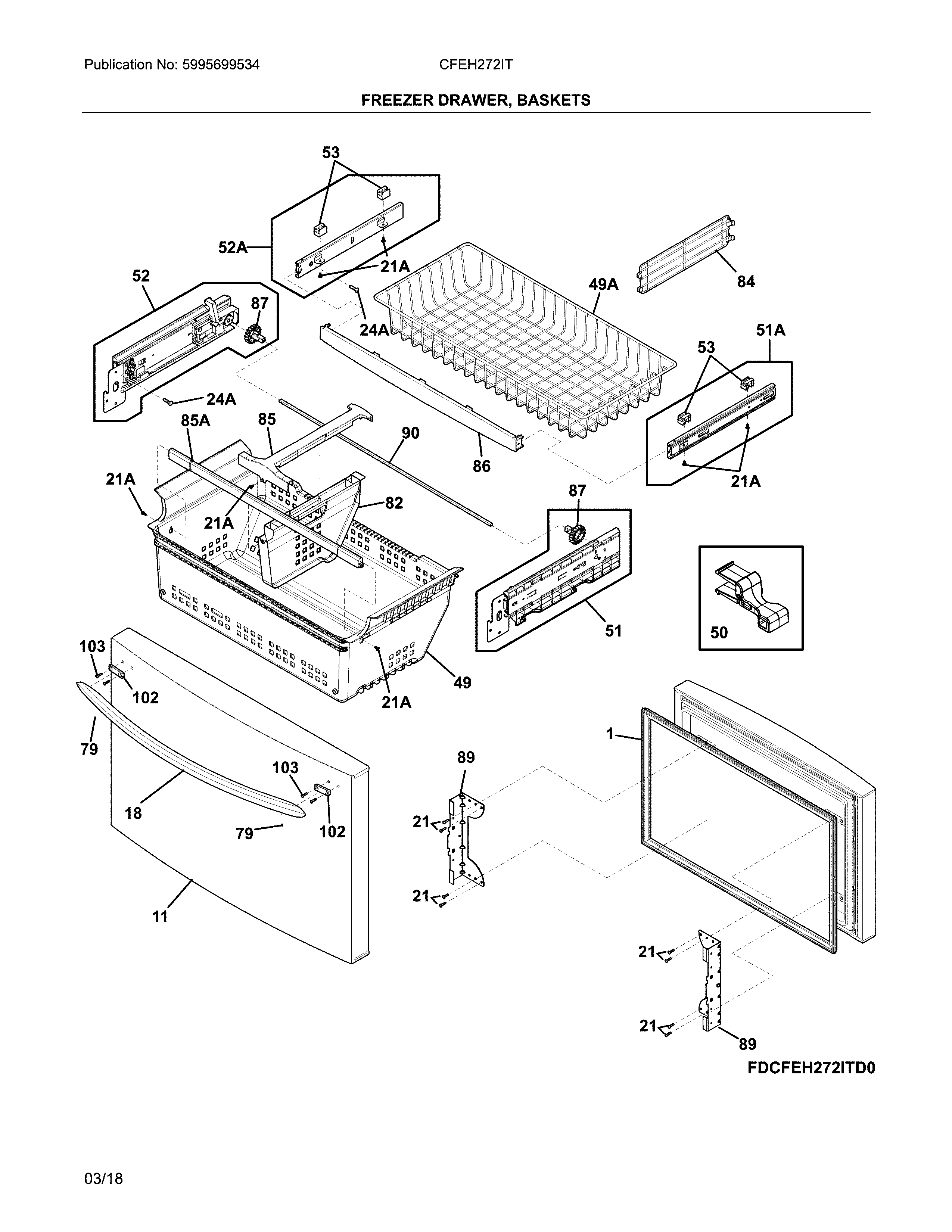 Crosley CFEH272ITD0 freezer drawer diagram